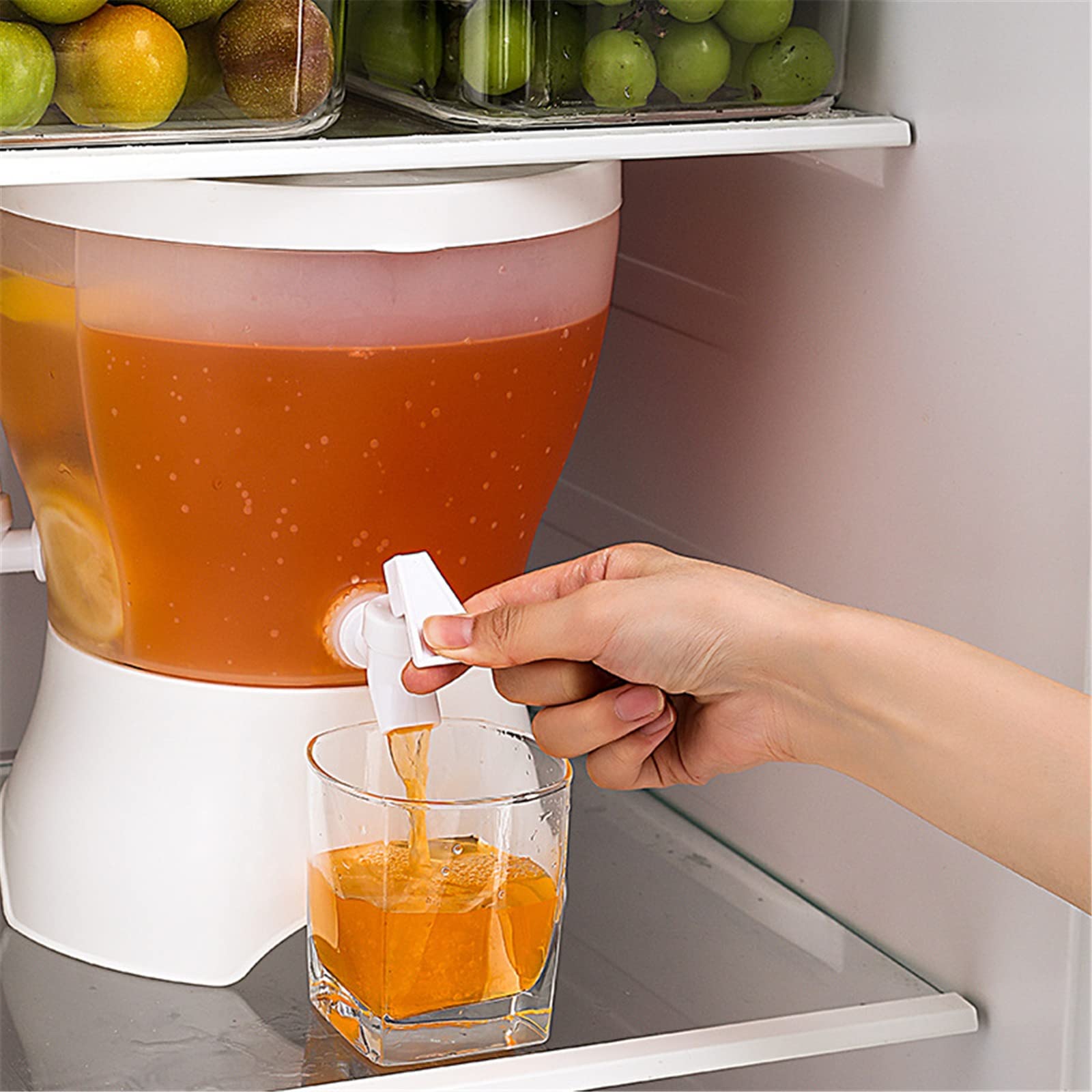 360° Rotating Plastic Beverage Dispenser - Cold Drink Pitcher for Water, Juice, Iced Tea, Lemonade - Perfect for Refrigerator, Parties, Picnics & Outdoor Events