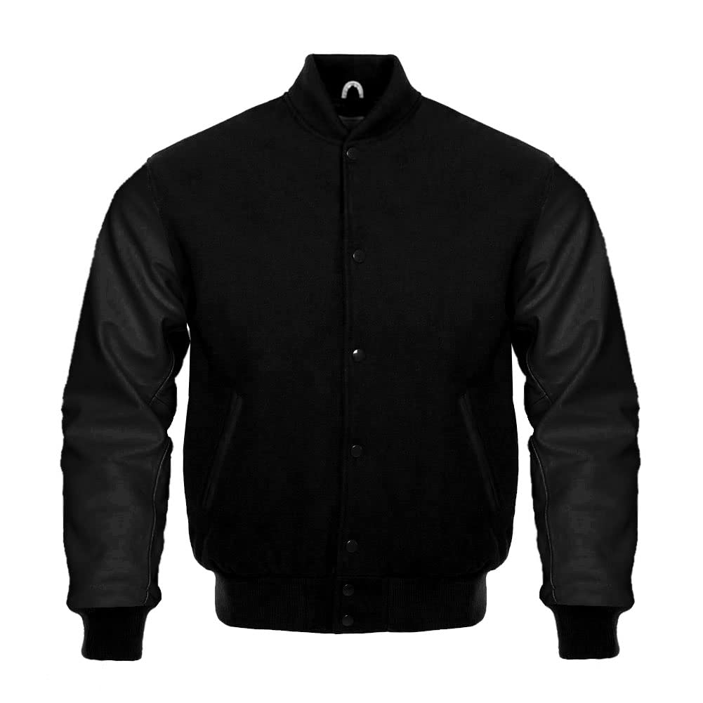 Black Letterman Varsity Jacket - Classic Baseball Jacket for Men & Women (XS) | Perfect for School Sports, Casual Wear & Vintage Fashion