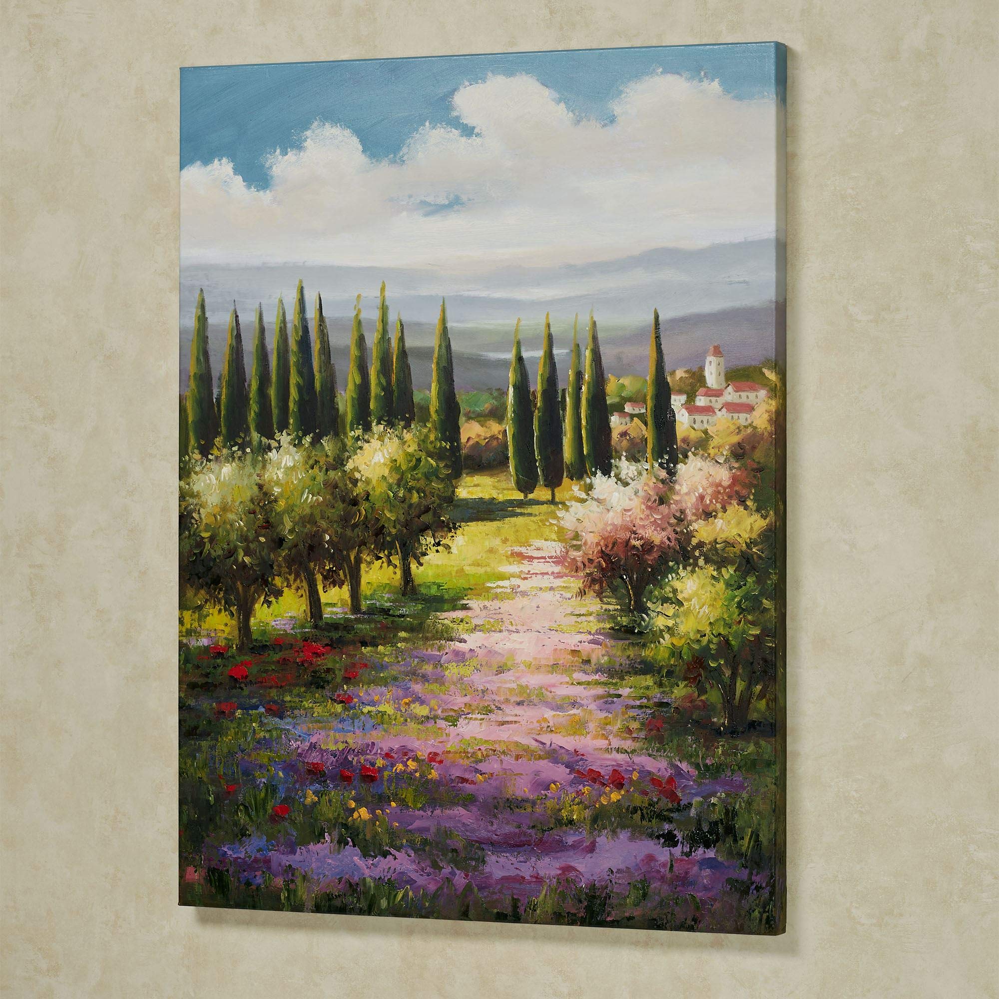 Handpainted Tuscany Landscape Oil Painting on Canvas - Blue, Green, Purple & White Italian Wall Art (30x40 Inches) for Bedroom, Living Room, Bathroom Decor | Perfect for Home, Office & Gift Giving