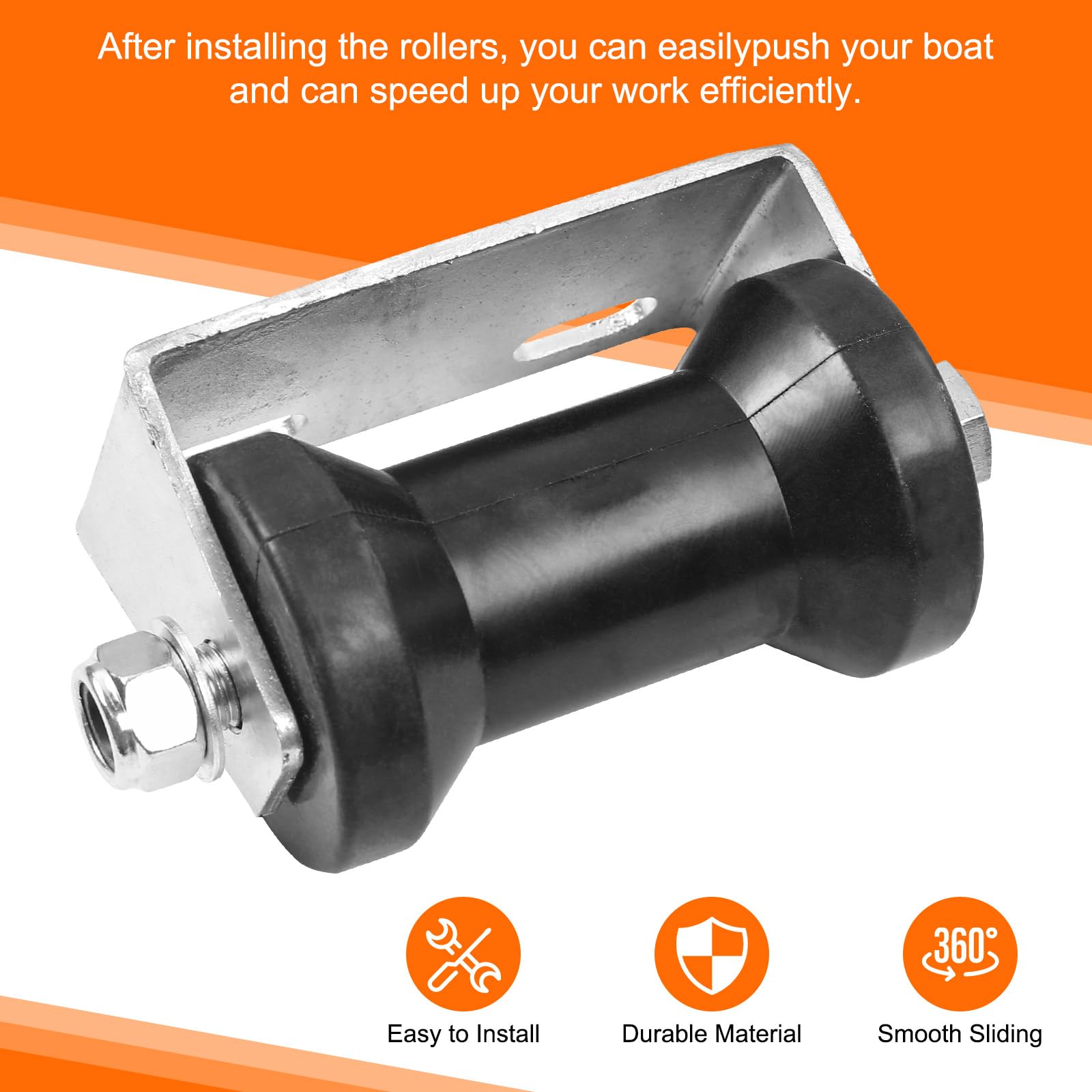 5-12 Inch Boat Trailer Rollers with Panel Brackets - Heavy Duty Keel Roller Assembly Kit with Roller Shaft & Bracket - Perfect for Boat Trailer Maintenance, Repair and Watercraft Transportation