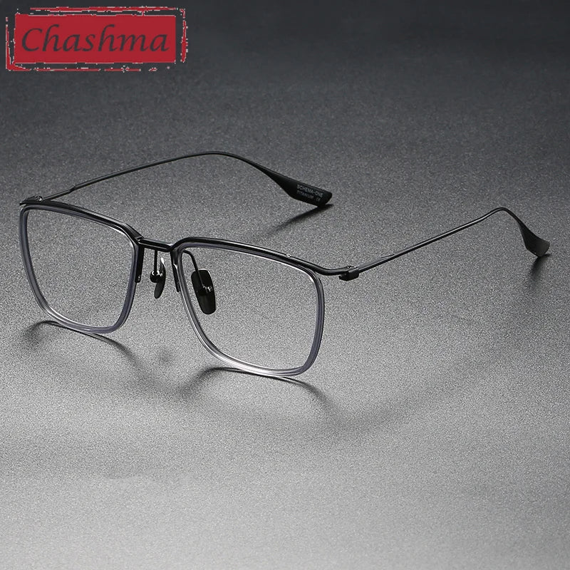 Unisex Full Rim Square Titanium Acetate Eyeglasses 84106 - Lightweight & Durable Frame for Men & Women - Perfect for Office, Reading & Fashion Accessories