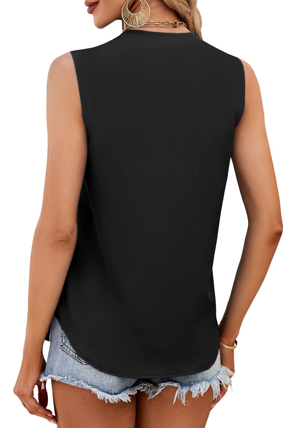 Women's Sleeveless V-Neck Tank Tops - Summer Business Casual Blouses & Work Shirts for Office, Outing & Daily Wear
