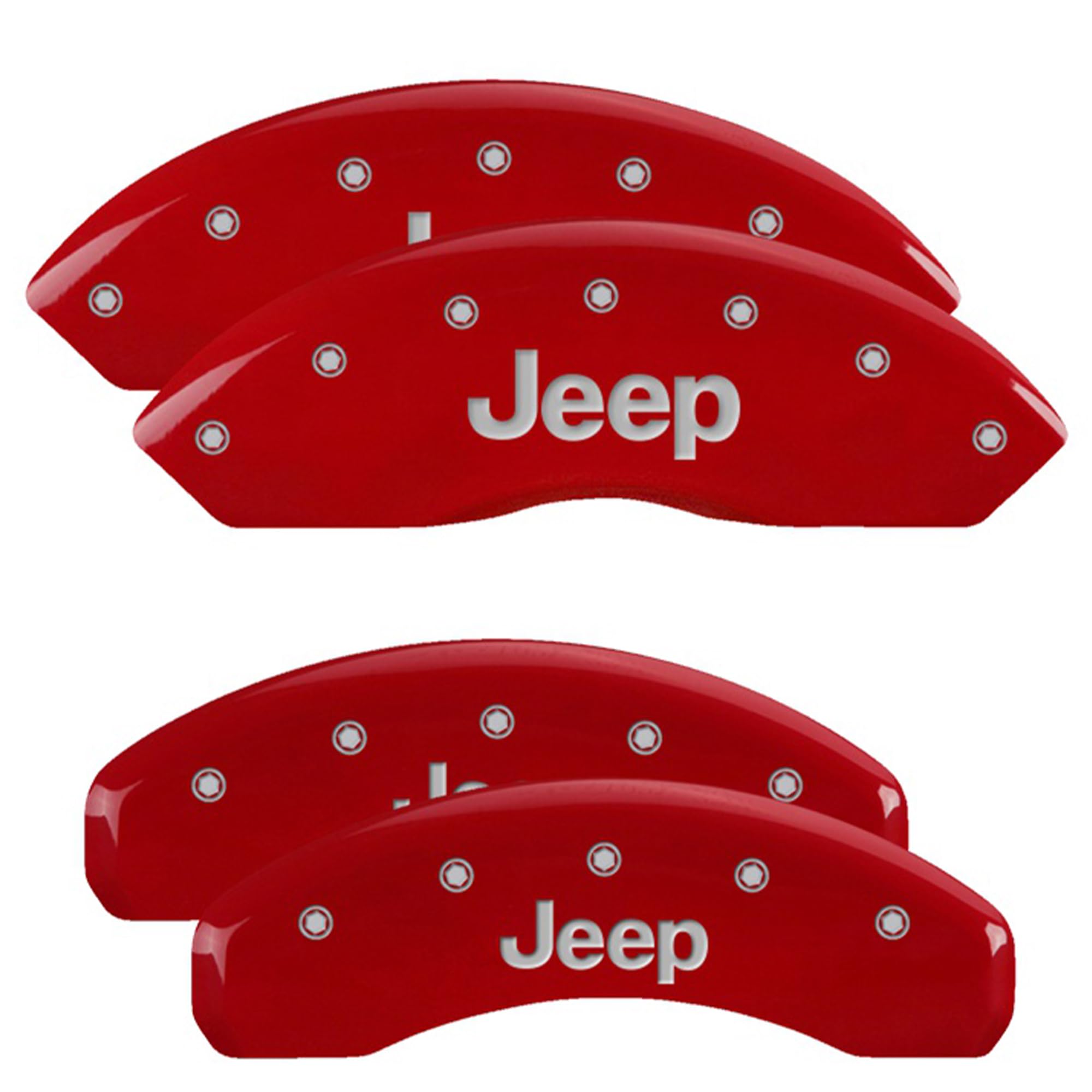 MGP Caliper Covers for 2018-2023 Jeep Wrangler & 2022 Wrangler Unlimited - Front & Rear Brake Caliper Covers (Fits JL Chassis 18-23, Excludes eTorque) - High-Performance Red Covers - Upgrade Your Jeep's Style for Off-Roading & Urban Driving