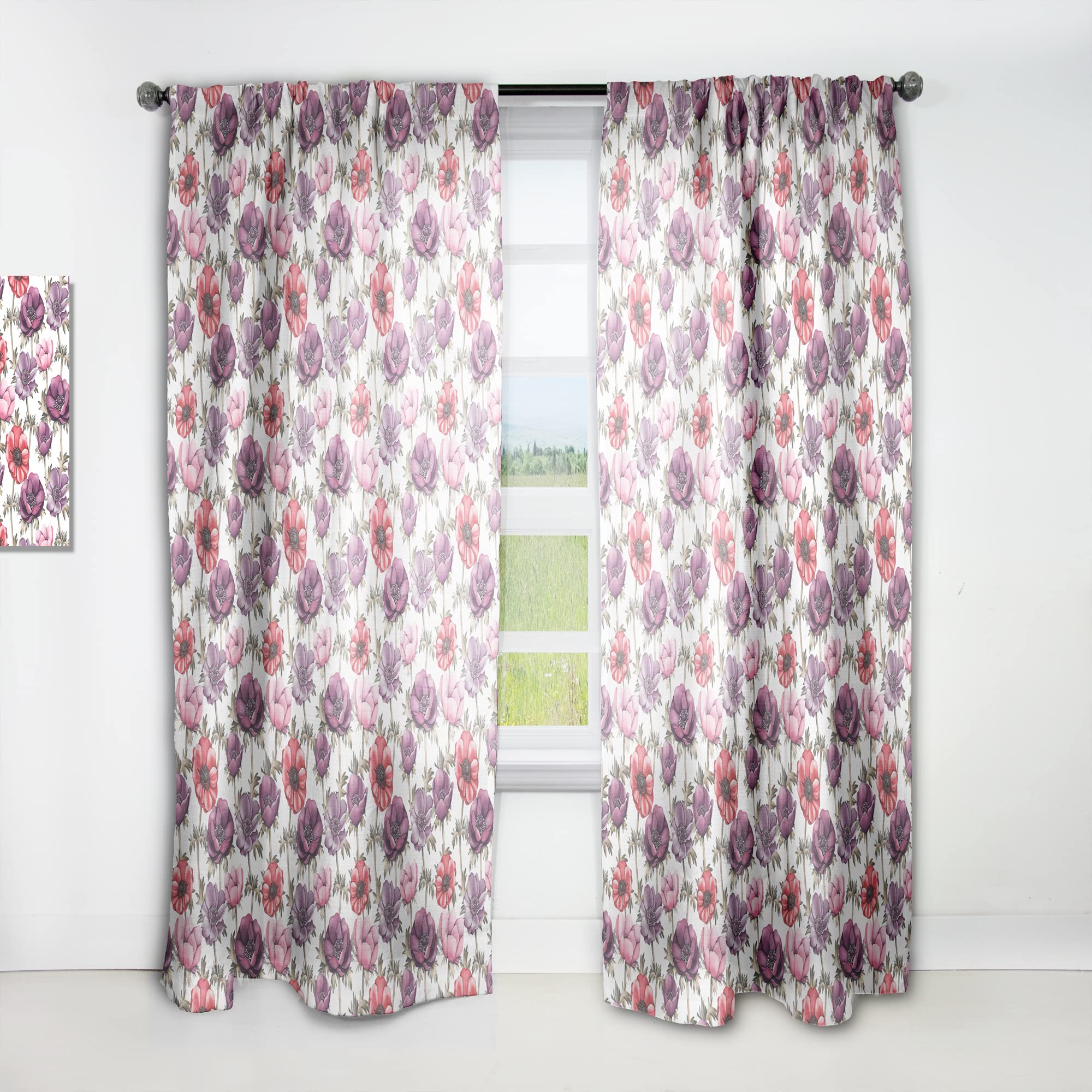 DesignQ Colorful Abstract Floral Pattern Thermal Insulated Curtains - Single Panel 52x120 - Elegant Window Treatments for Bedroom & Living Room - Perfect for Home Decor, Privacy & Light Control