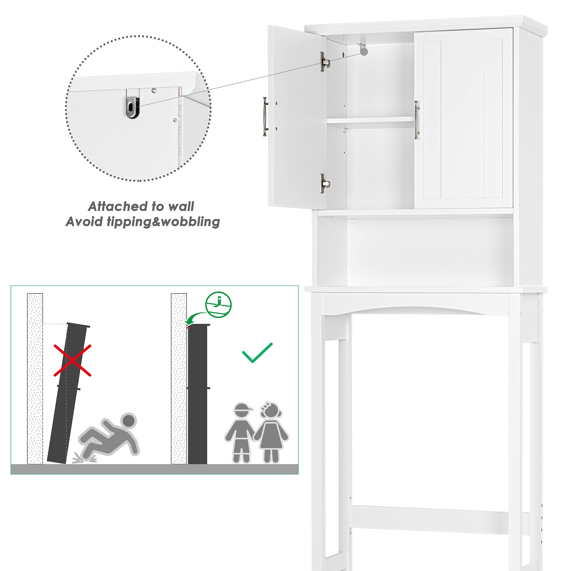 Over The Toilet Storage Cabinet - White Bathroom Shelf Organizer with Space Saving Design | Perfect for Small Bathrooms, Apartments & Powder Rooms