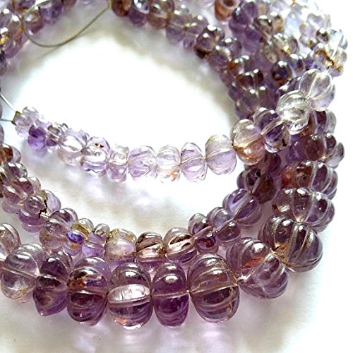 4.5-9mm Ametrine Melon Shaped Beads - 17.5 Inch Strand for Jewelry Making, DIY Crafts & Bracelet Design | Natural Fancy Gemstone Beads for Necklaces, Earrings & Fashion Accessories