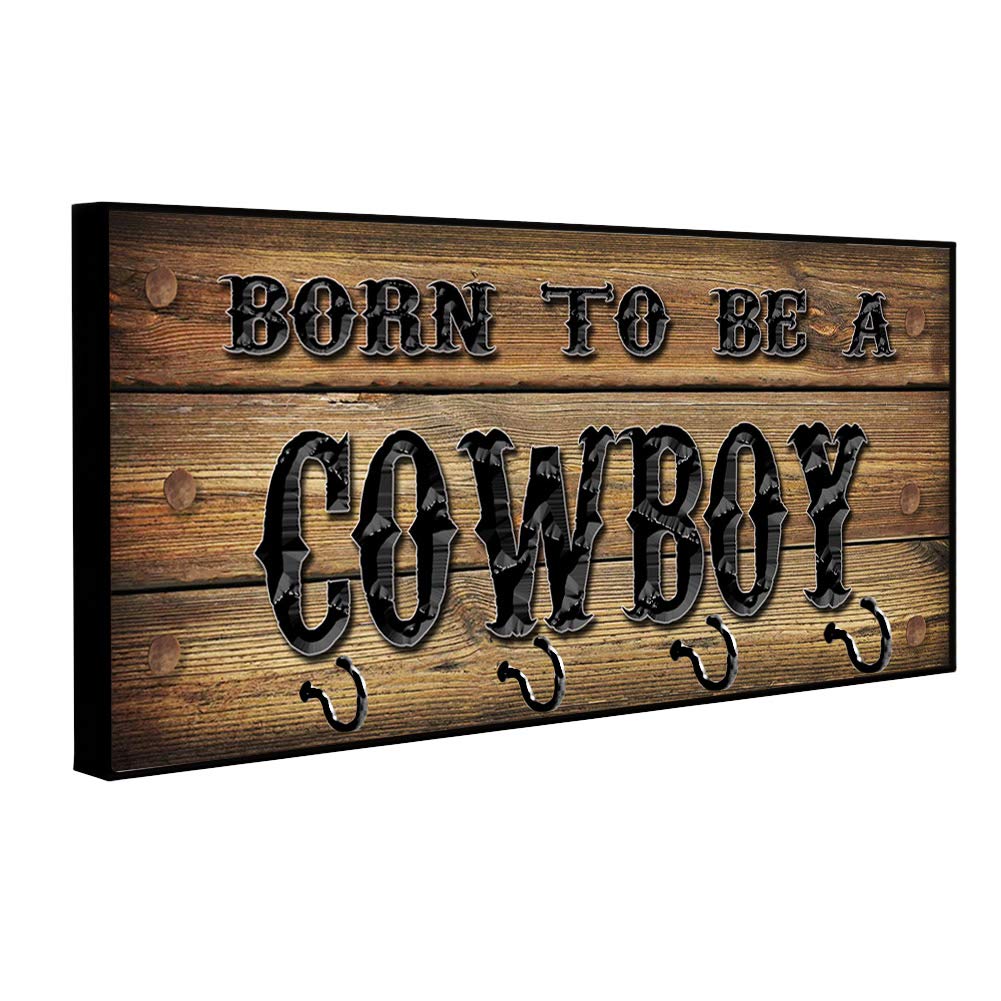 Dark Brown Barn Wood Key Holder Wall Mount Rack - Rustic Cowboy Style Home Organizer for Keys, Rings & Accessories | Perfect for Entryway, Mudroom & Farmhouse Decor