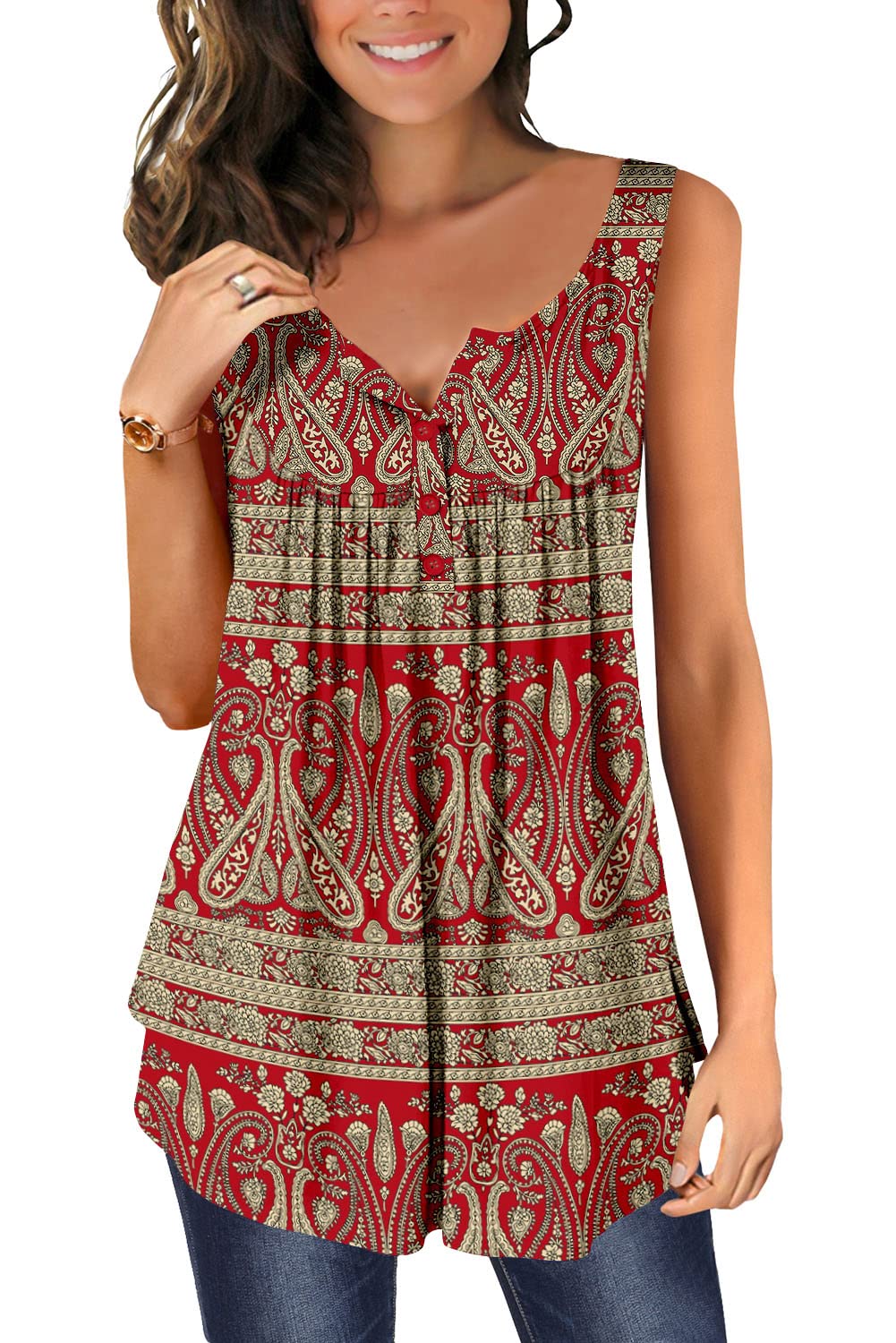 BETTE BOUTIK Women's Casual Henley Button Down Shirts - Long Sleeve & Sleeveless Flowy Tunic Tops for Summer | Perfect for Beach, Office & Everyday Wear