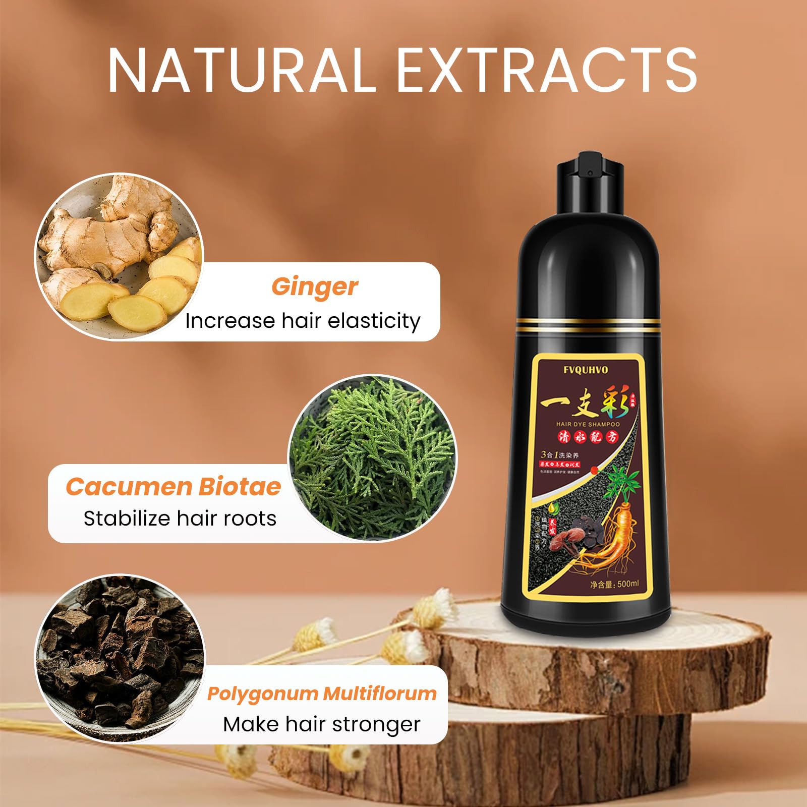 Black Hair Dye Shampoo 3 in 1 - 15 Minute Gray Coverage with 4 Week Lasting Color - At Home Hair Coloring for Women - 16.9 fl oz - Perfect for Quick Root Touch-Ups & Salon-Quality Results at Home