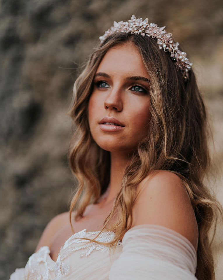 Elegant Floral Embellished Bridal Headpiece - Jessica Deluxe by Kezani | Perfect for Weddings, Prom & Special Occasions