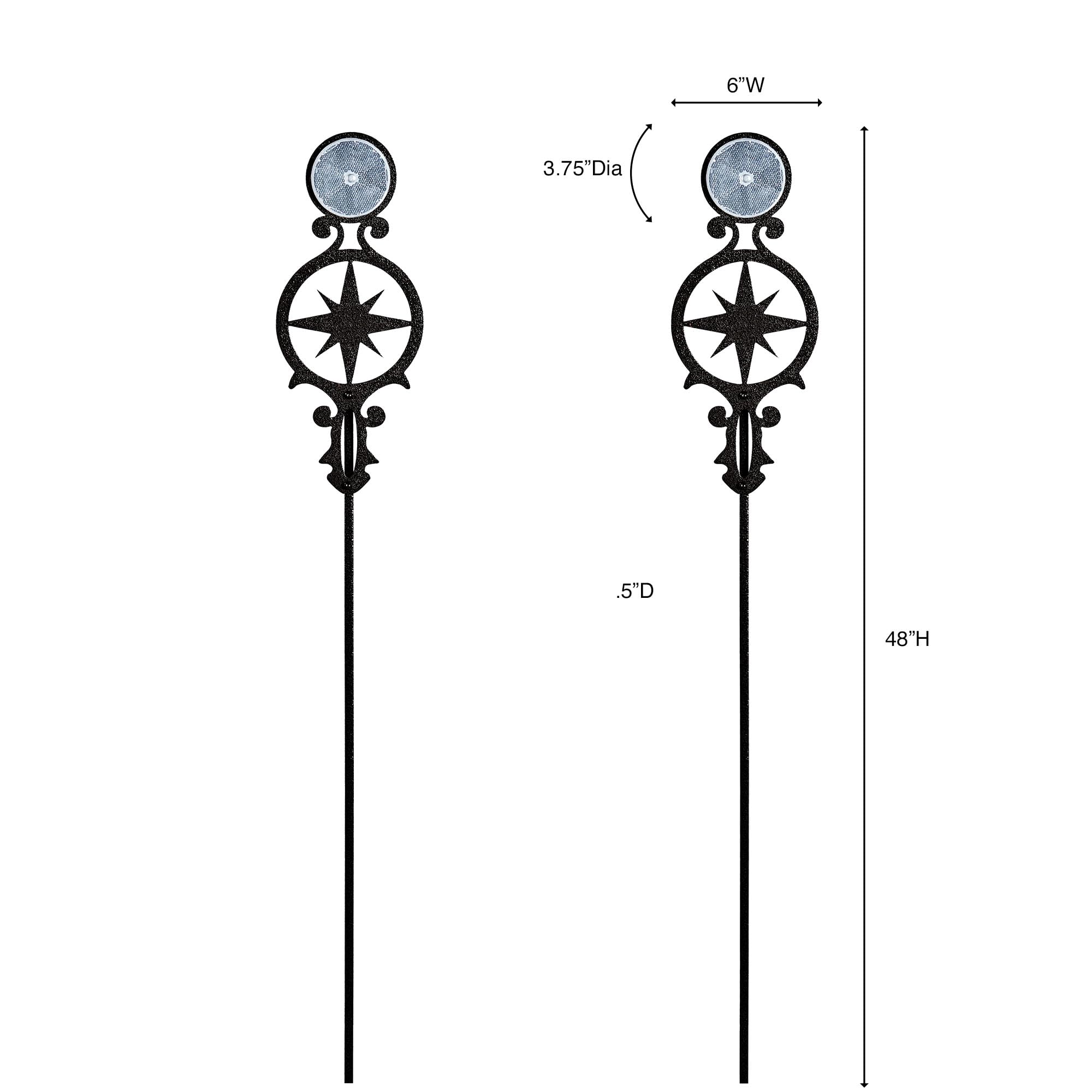 Touch of Class Pathways Reflective Driveway Marker Stake Set of 2 - Black Durable Finish with Compass Star Design for Enhanced Night Visibility | Perfect for Driveways, Walkways & Garden Pathways | Outdoor Safety Reflector Stakes for Home & Commercial Use