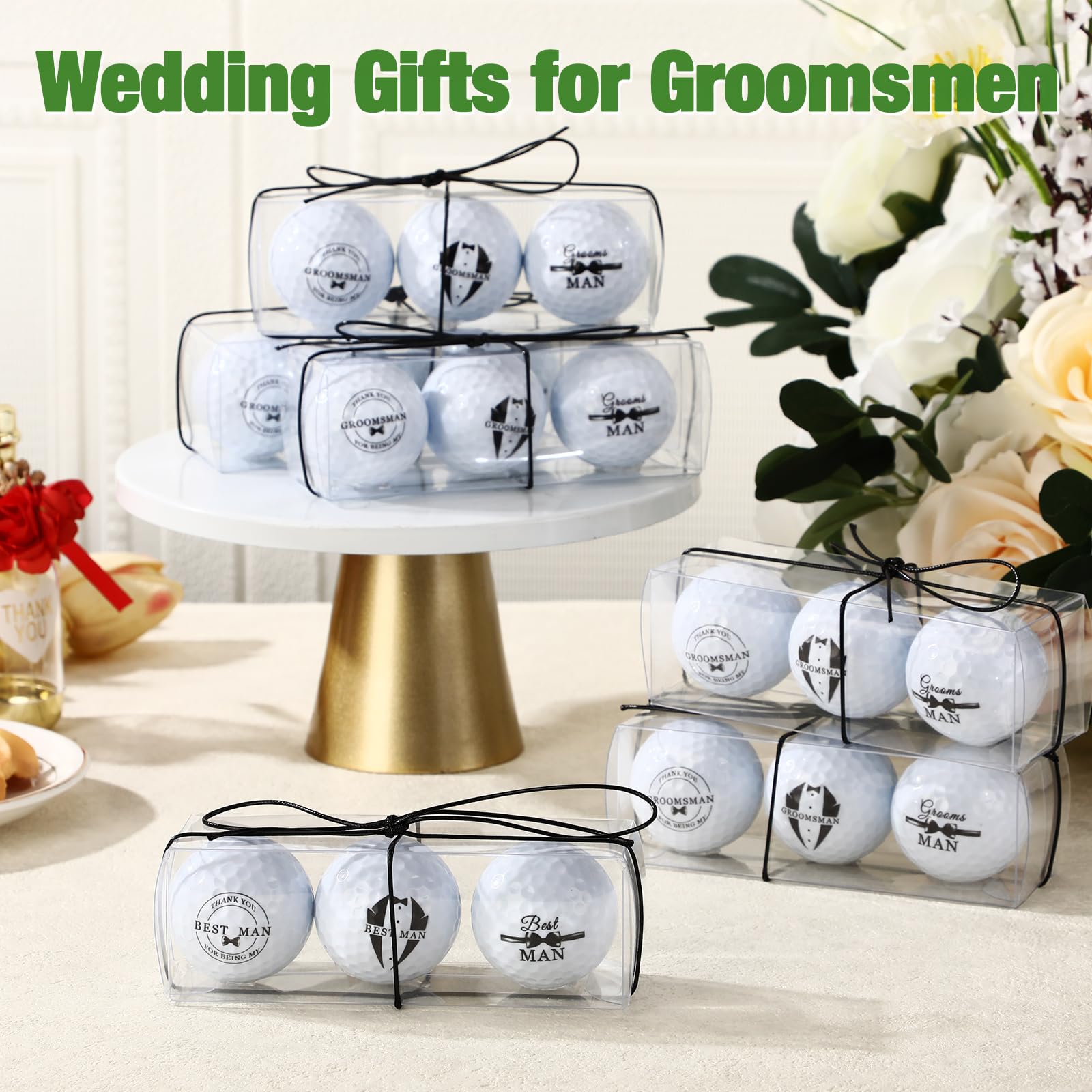 HyDren Personalized Groomsmen Proposal Gifts - Engraved Golf Balls with PVC Box & Rope - Best Man Wedding Favors for Golf Lovers - Perfect for Bachelor Parties, Bridal Showers & Golf Outings