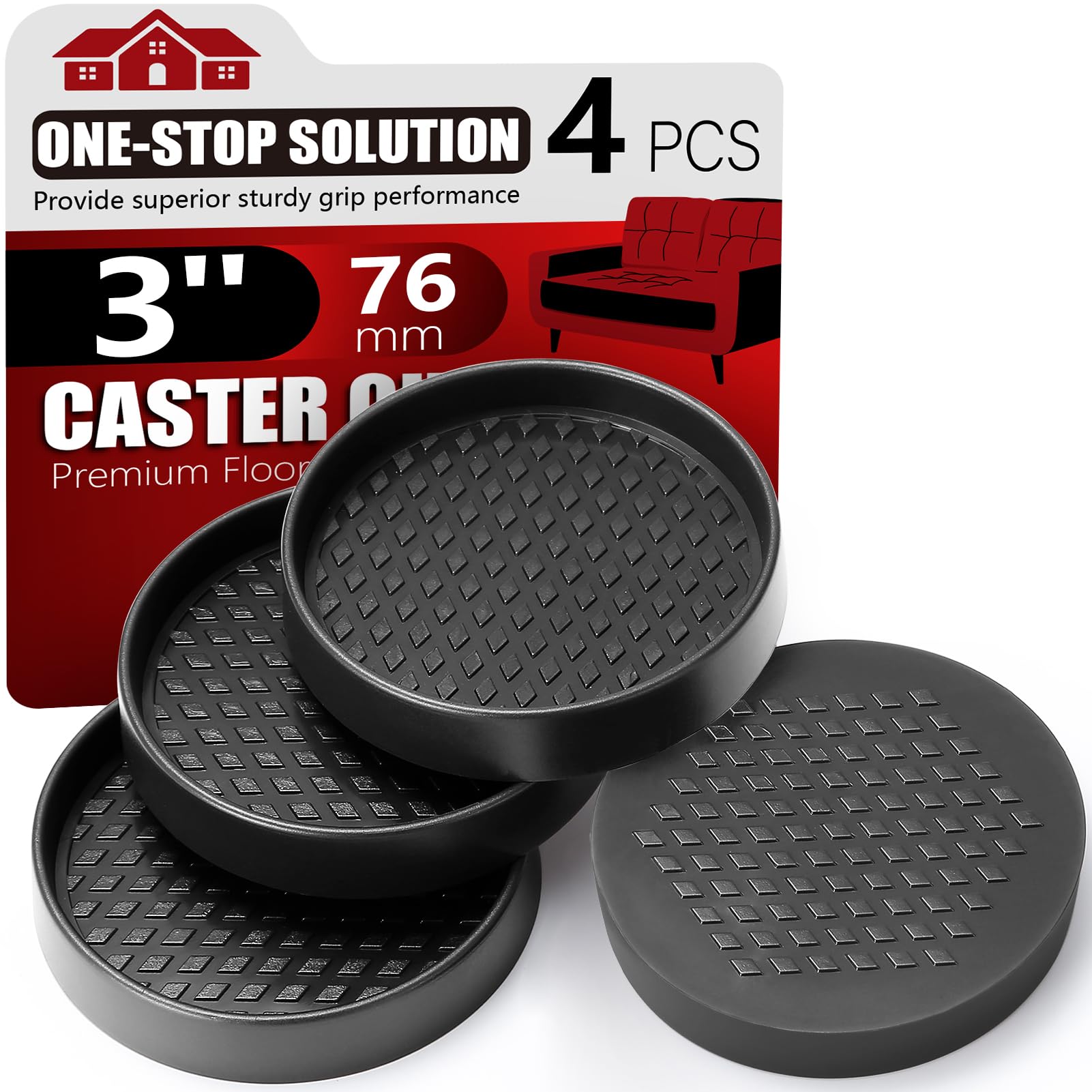 Non-Slip Furniture Coasters - Premium Rubber Pads for Hardwood Floors Protection | 4-Pack 3