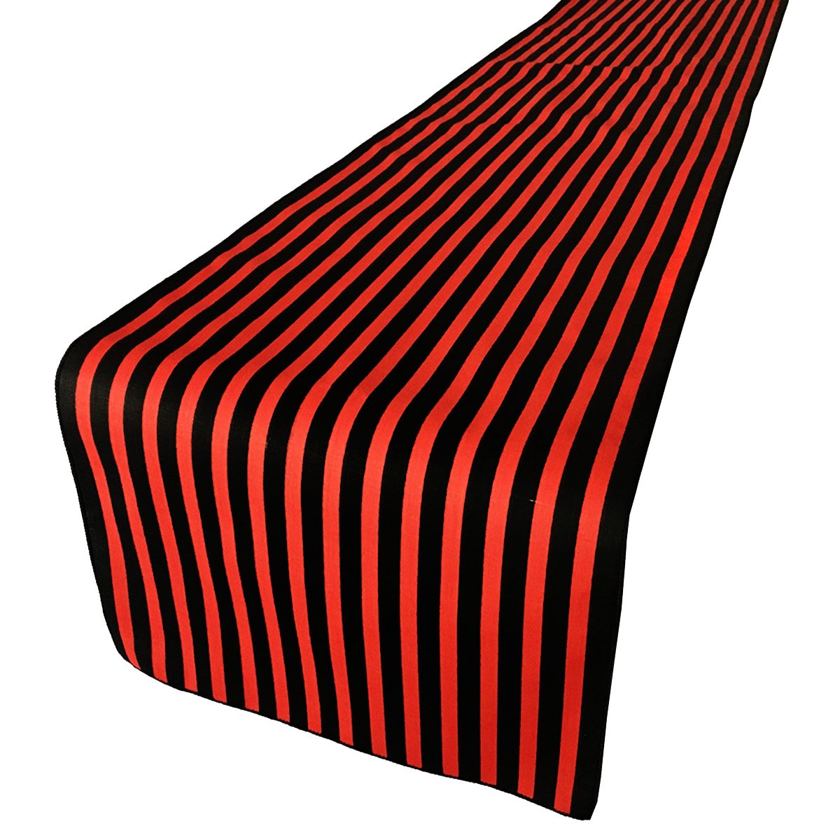 Black and Red Striped Poly Cotton Table Runner - 1/2 Inch Wide, 12