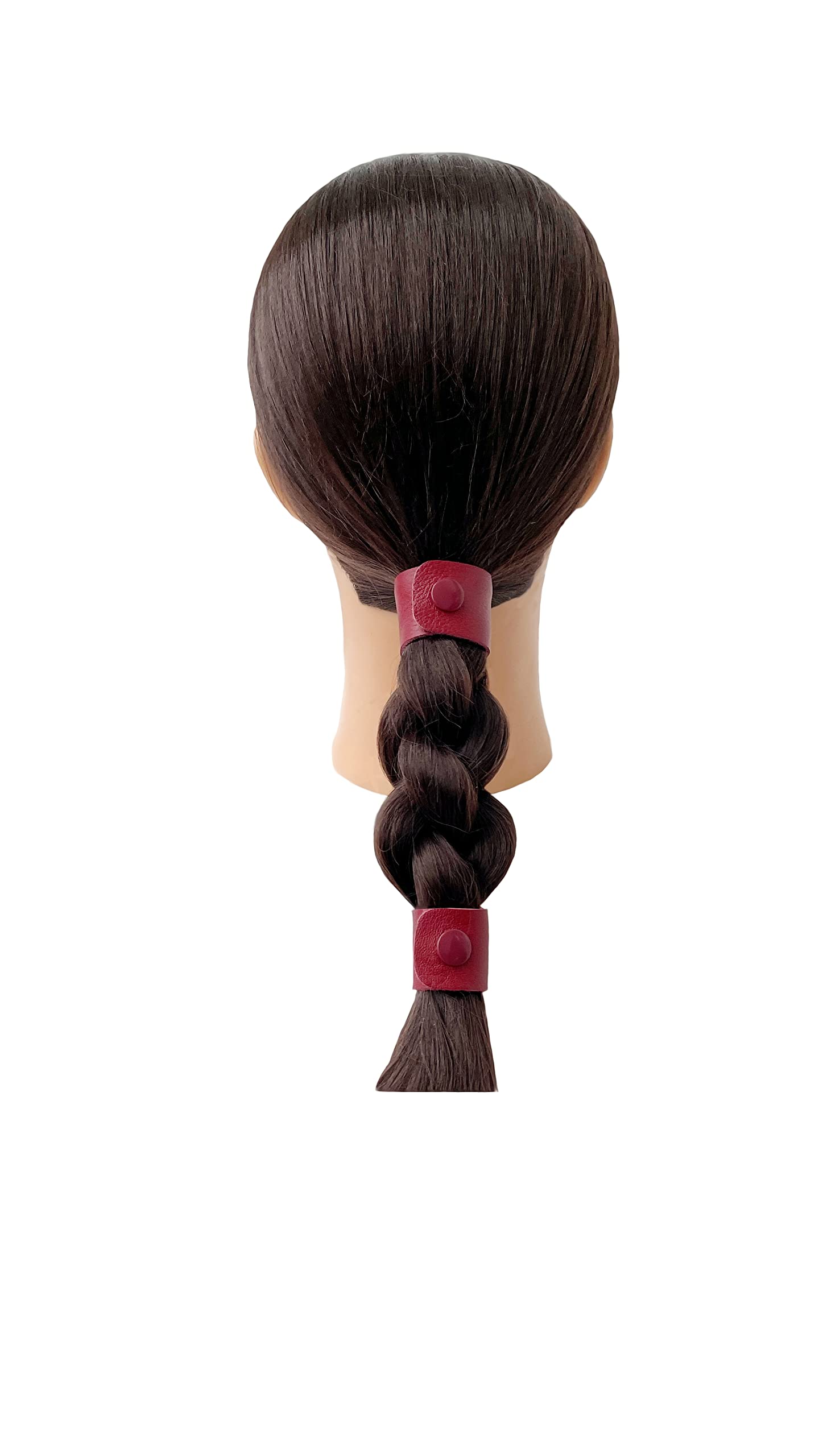 Premium Leather Hair Ties for Women & Men - Soft Ponytail Holders for Long Hair - Cherry Red Hair Accessories - Perfect for Workouts, Office & Everyday Styling