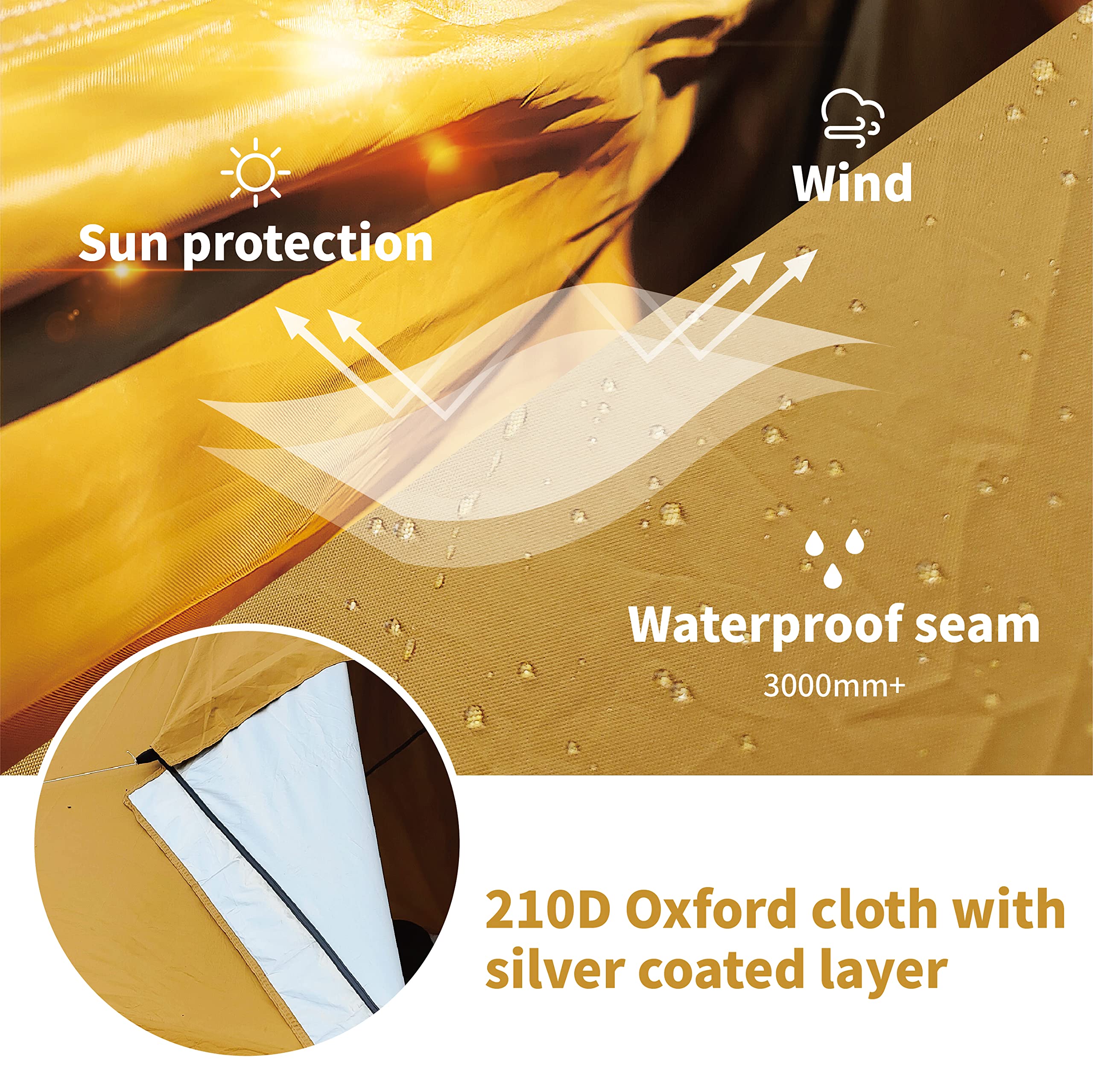 141INCH Waterproof 210D Oxford Tarp - Heavy Duty Camping Shelter with Stove Jack for Bushcraft, Hammock Camping, Backpacking & Outdoor Adventures