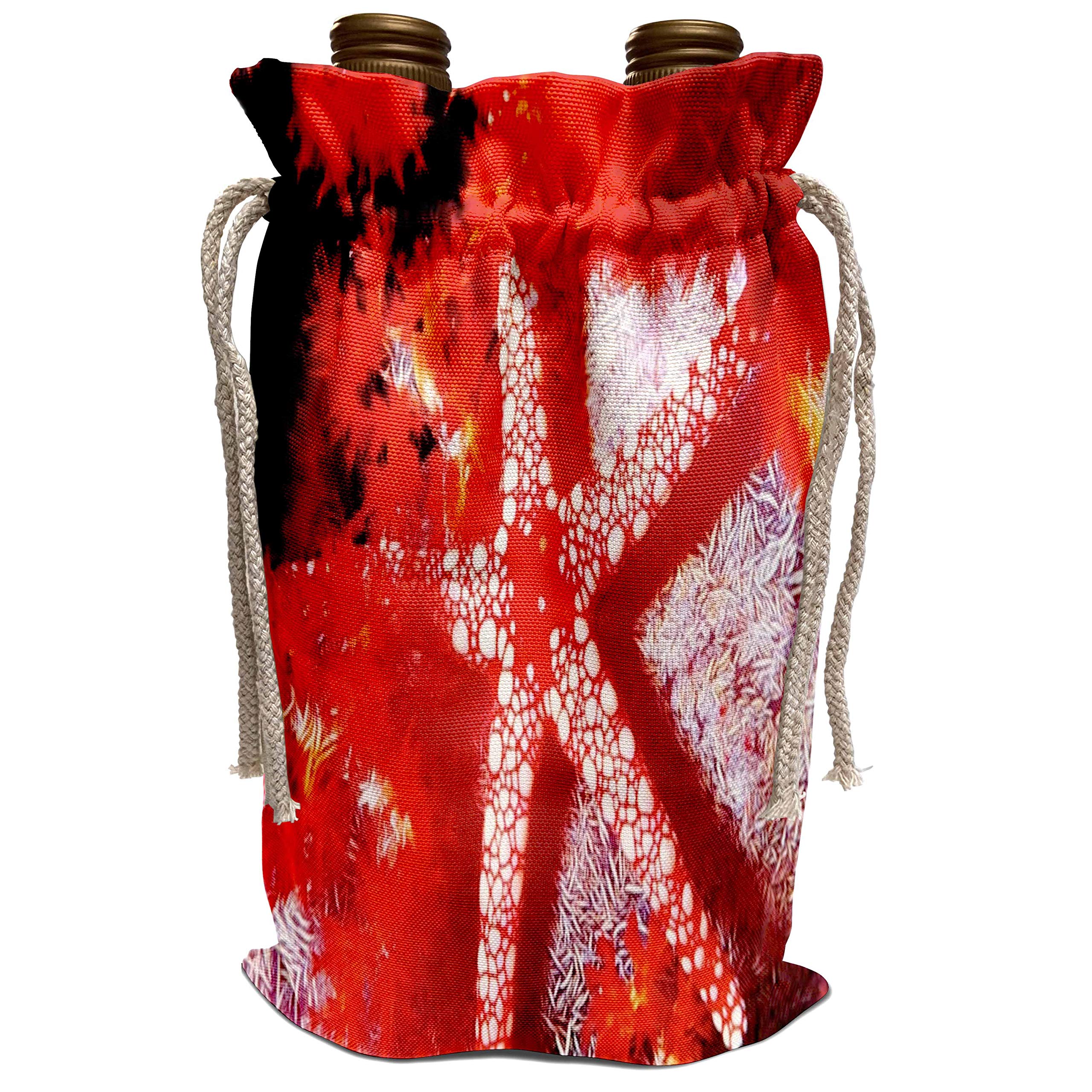 3D Printed Underwater Animals Wine Bag - Red and White Starfish on Red Sea Plants Design - Perfect for Beach Parties, Gifts & Themed Events