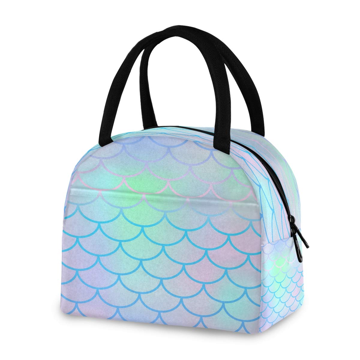 Blueangle Insulated Mermaid Lunch Bags for Women - Leakproof Cooler Tote in Blue, Yellow & Pink | Cute Lunch Box for Work, School & Beach Picnics
