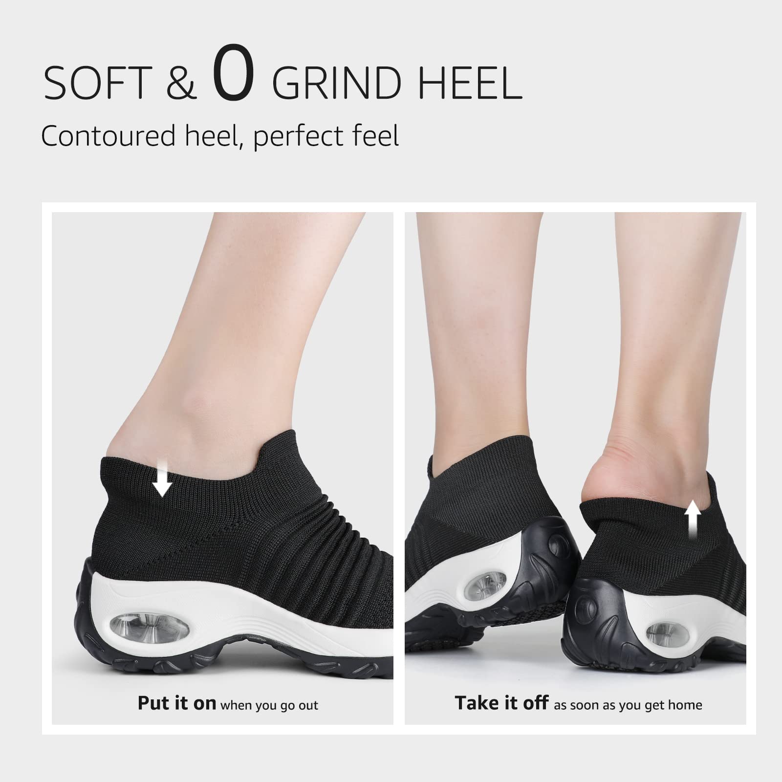 STQ Women's Slip-On Walking Shoes - Breathable Non-Slip Work Sneakers with Air Cushion & Arch Support - Comfortable Orthopedic Shoes for Nurses, Waitresses & All-Day Wear
