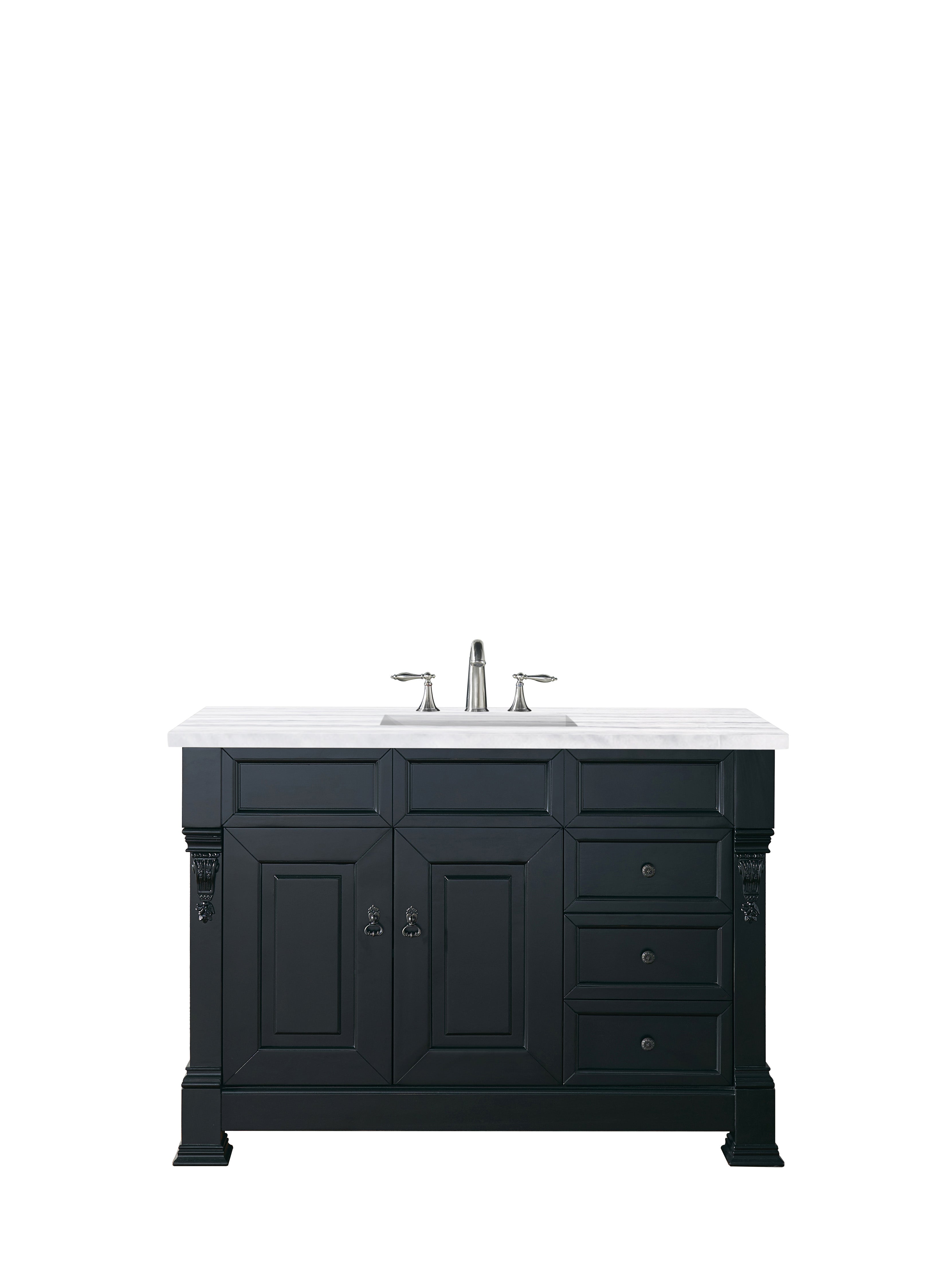 Brookfield 48 Inch Single Bathroom Vanity with Antique Black Finish & 3CM Arctic Fall Solid Surface Top - Perfect for Modern and Traditional Bathroom Designs