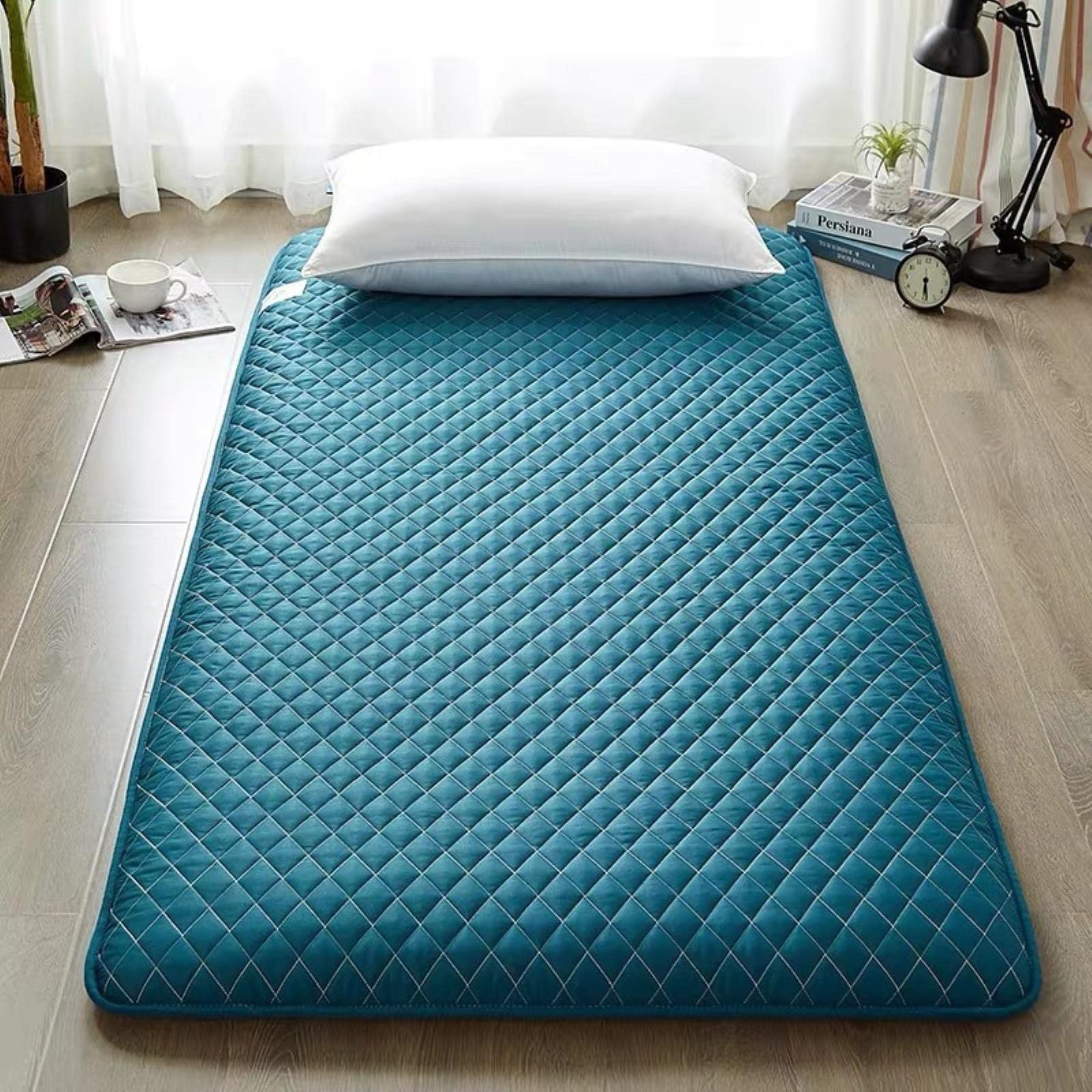 Japanese Style Floor Mattress - Thick Futon Mattress, Soft Portable Sleeping Pad, Foldable Roll Up Double Mattress for Dorm, Guest Room & Travel - Tatami Style Floor Bed for Students, Camping & Small Spaces