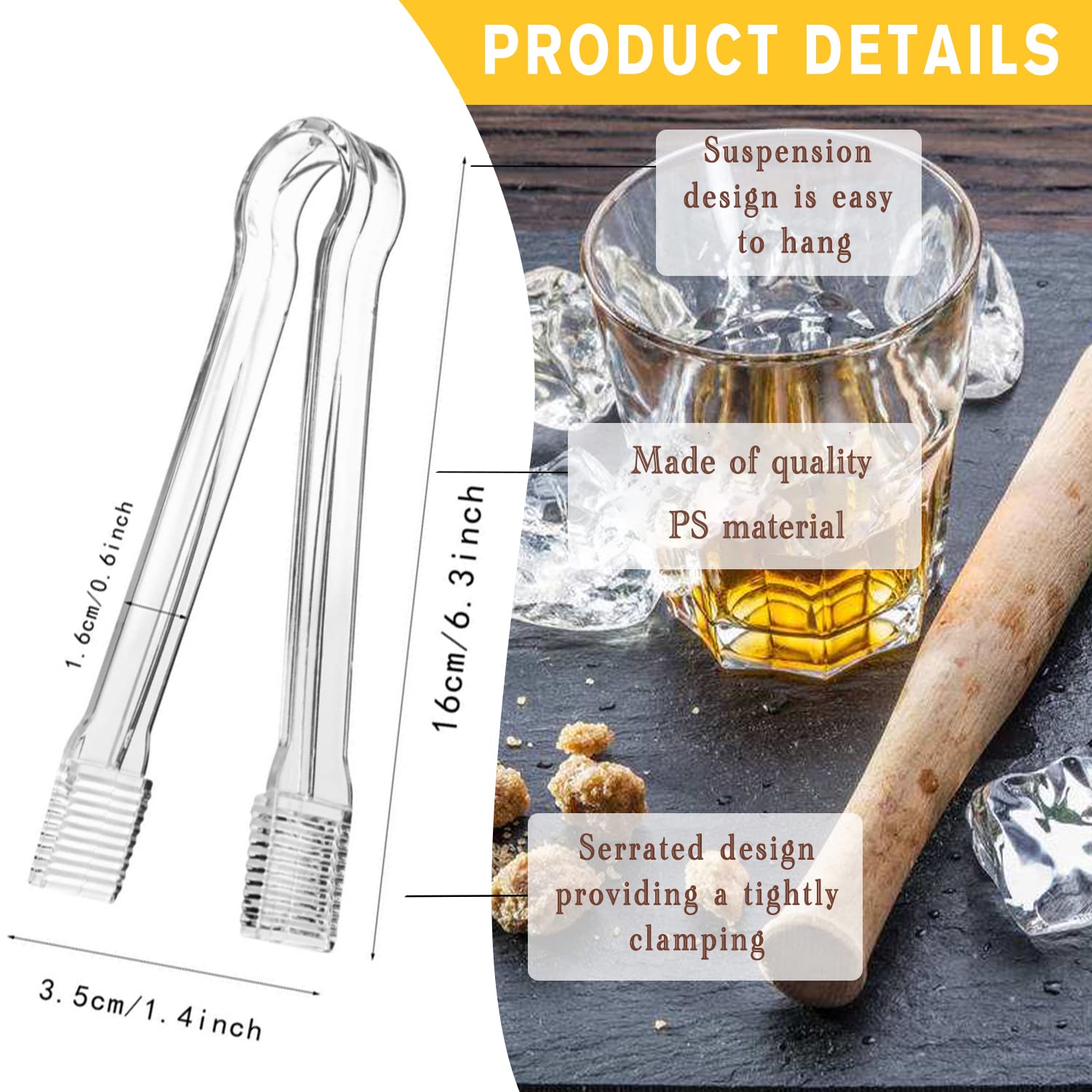 J-Chen 15-Piece Clear Plastic Buffet Tongs Set - 6.3 Inch Mini Serving Utensils for Appetizers, Desserts, Cakes & Sandwiches - Perfect for Tea Parties, Coffee Events & Catering (Kitchen, Buffet, Ice Serving)