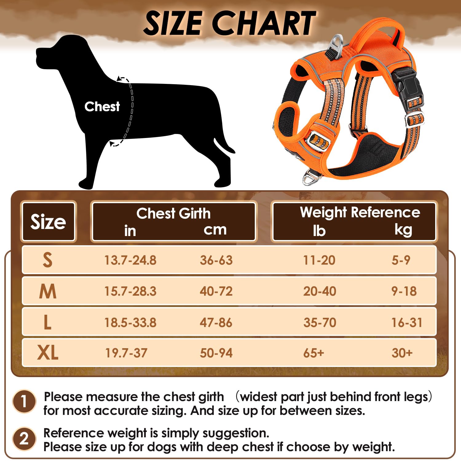 No Pull Dog Harness - Heavy Duty Choke-Free Pet Harness with 2 Leash Clips & Control Handle | Adjustable Padded Vest for Small, Medium, Large Dogs | Perfect for Walking, Training & Outdoor Adventures (Orange, Small)