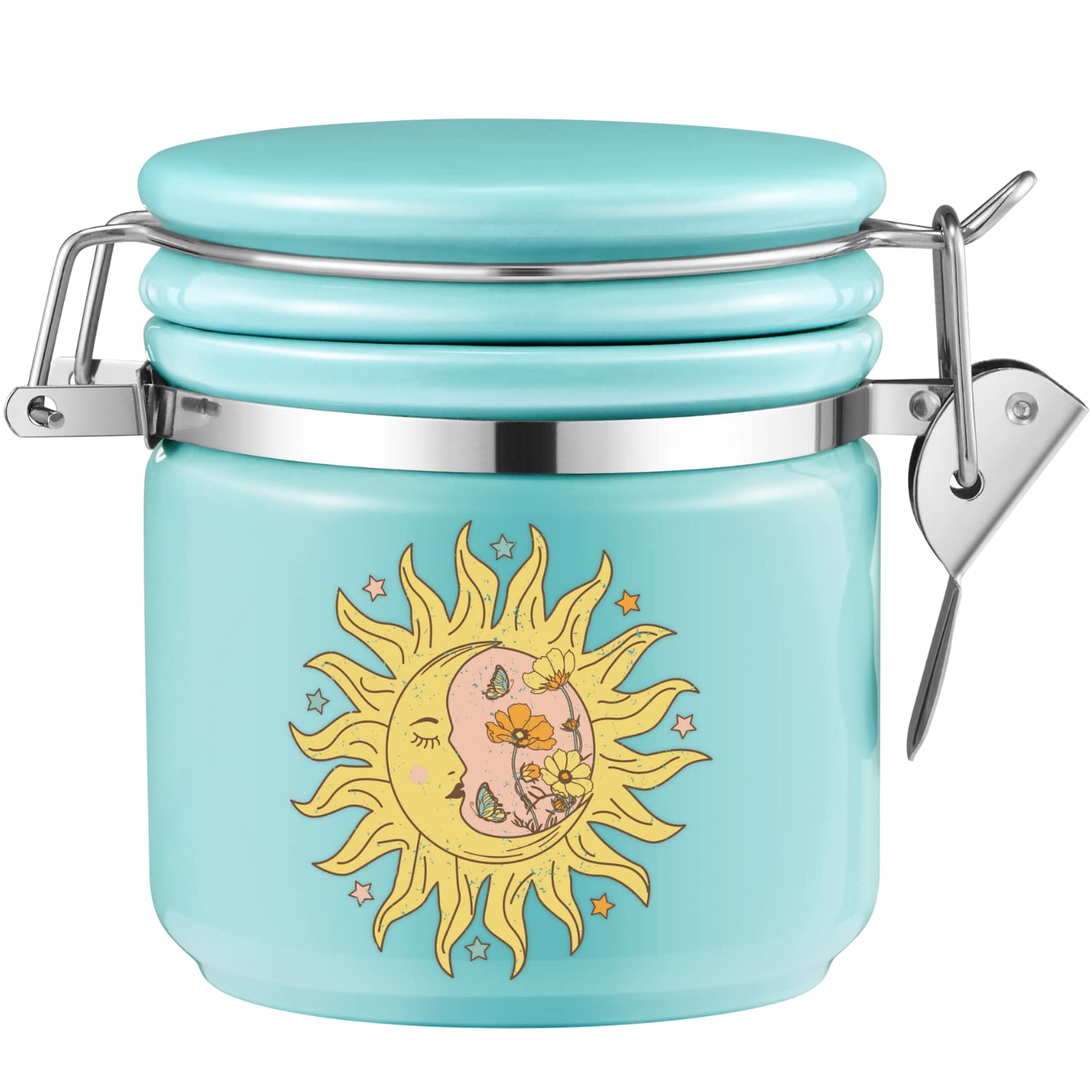 Sun Lunar Smell Proof Jar - 250ml (Half Oz) Airtight Stash Container with Humidity Pack Space | Odor-Proof Clay Storage Box for Herbs, Spices & Dry Goods | Perfect for Kitchen, Pantry & Travel Organization