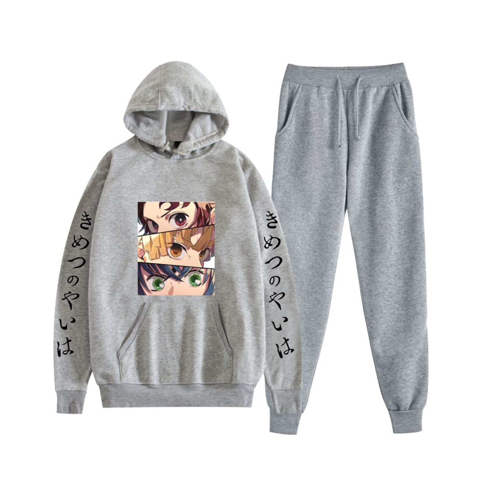 Demon Slayer Anime Hoodie and Sweatpants Set - Men's Manga Graphic Sweatsuit for Casual Wear & Cosplay | Perfect for Anime Conventions, Gym, and Streetwear Fashion