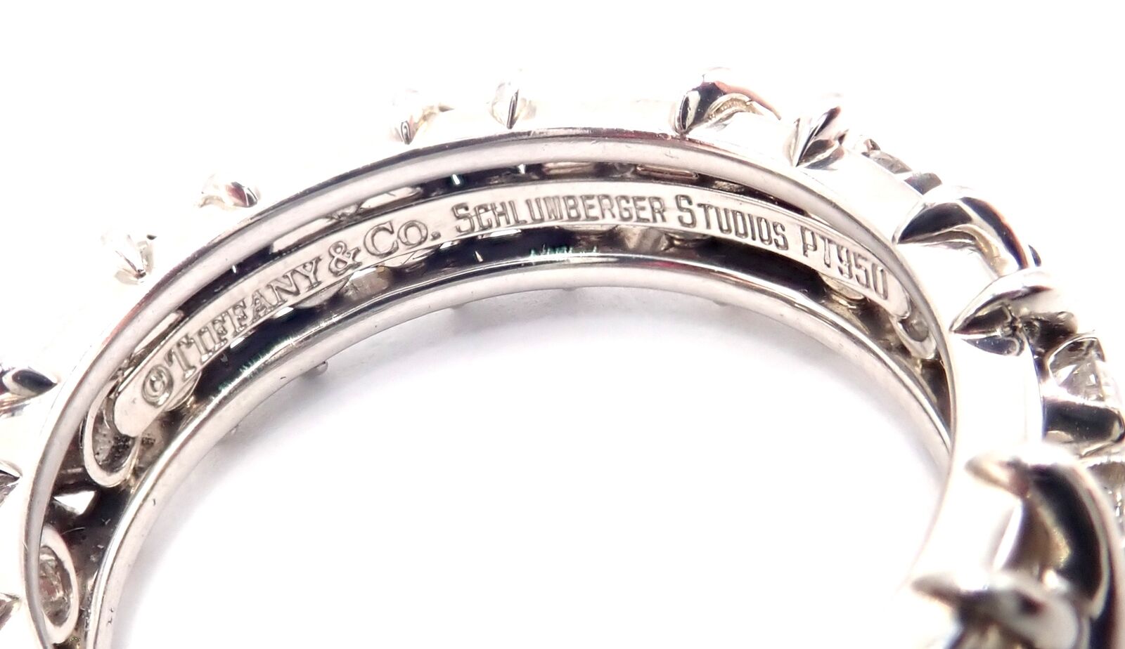 Tiffany & Co Jean Schlumberger Platinum 16 Stone Diamond Band Ring Size 8.25 - Elegant Wedding, Anniversary & Engagement Jewelry Gift for Her