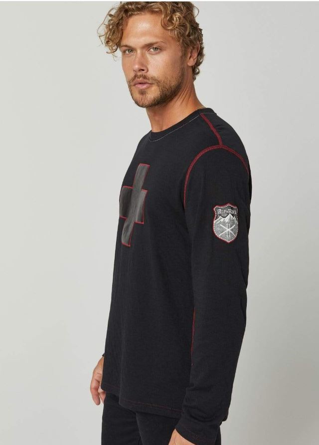 Men's Alp N Rock Helvetica Crew Neck Sweatshirt - Black | Comfortable Casual Pullover for Everyday Wear & Street Style Outfits