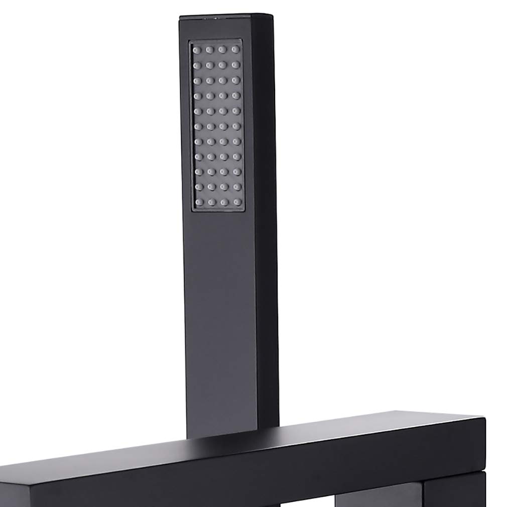 Luxury Black Floor Standing Shower Faucet - Classic Bathroom Shower System with Adjustable Rainfall Showerhead | Perfect for Modern Master Bathrooms & Spa-Like Showers