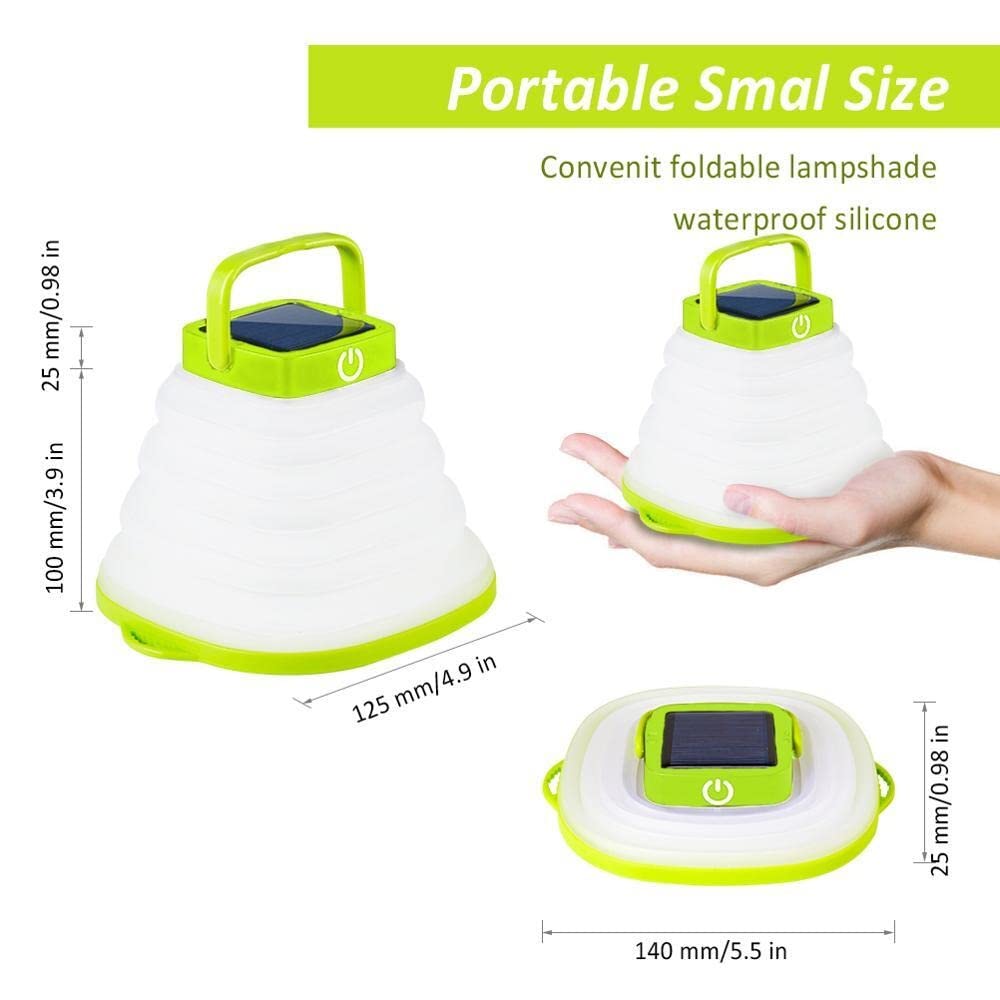 Solar Powered LED Camping Lantern - Portable Waterproof Hanging Light for Outdoor, Tent, Emergency & Street Use with USB/Solar Charging, Collapsible Design (1-Pack)