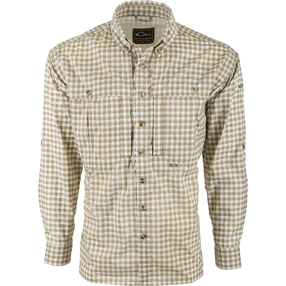 Drake Waterfowl Featherlite Plaid Wingshooter's Long Sleeve Shirt for Men - Gray Plaid Hunting Shirt - Medium Size - Perfect for Upland Bird Hunting & Outdoor Adventures