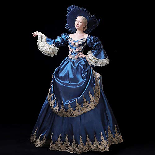 Victorian Renaissance Queen Dress for Women - Elegant Long Rococo Masquerade Gown for Cosplay, Halloween, and Themed Parties | Perfect for Historical Reenactments, Costume Balls, and Renaissance Fairs