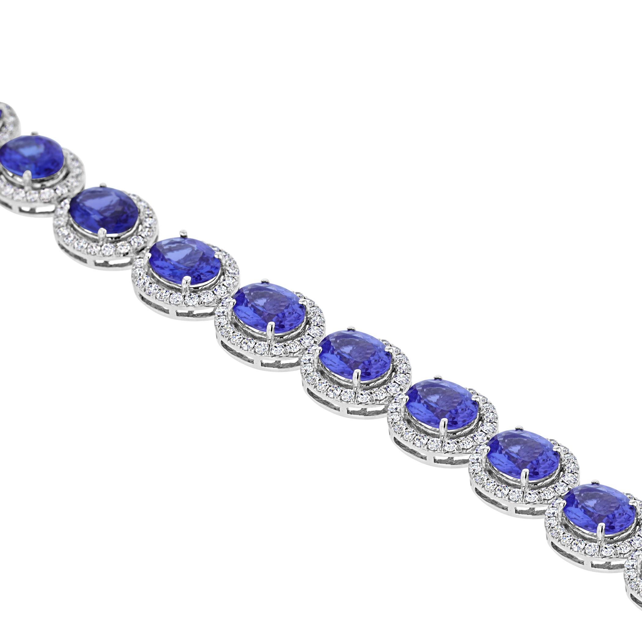 14K White Gold Tanzanite & Diamond Bracelet - 28.00 CTW Tanzanite & 5.00 CTW Diamonds | Elegant Jewelry Gift for Women | Perfect for Weddings, Anniversaries & Special Occasions