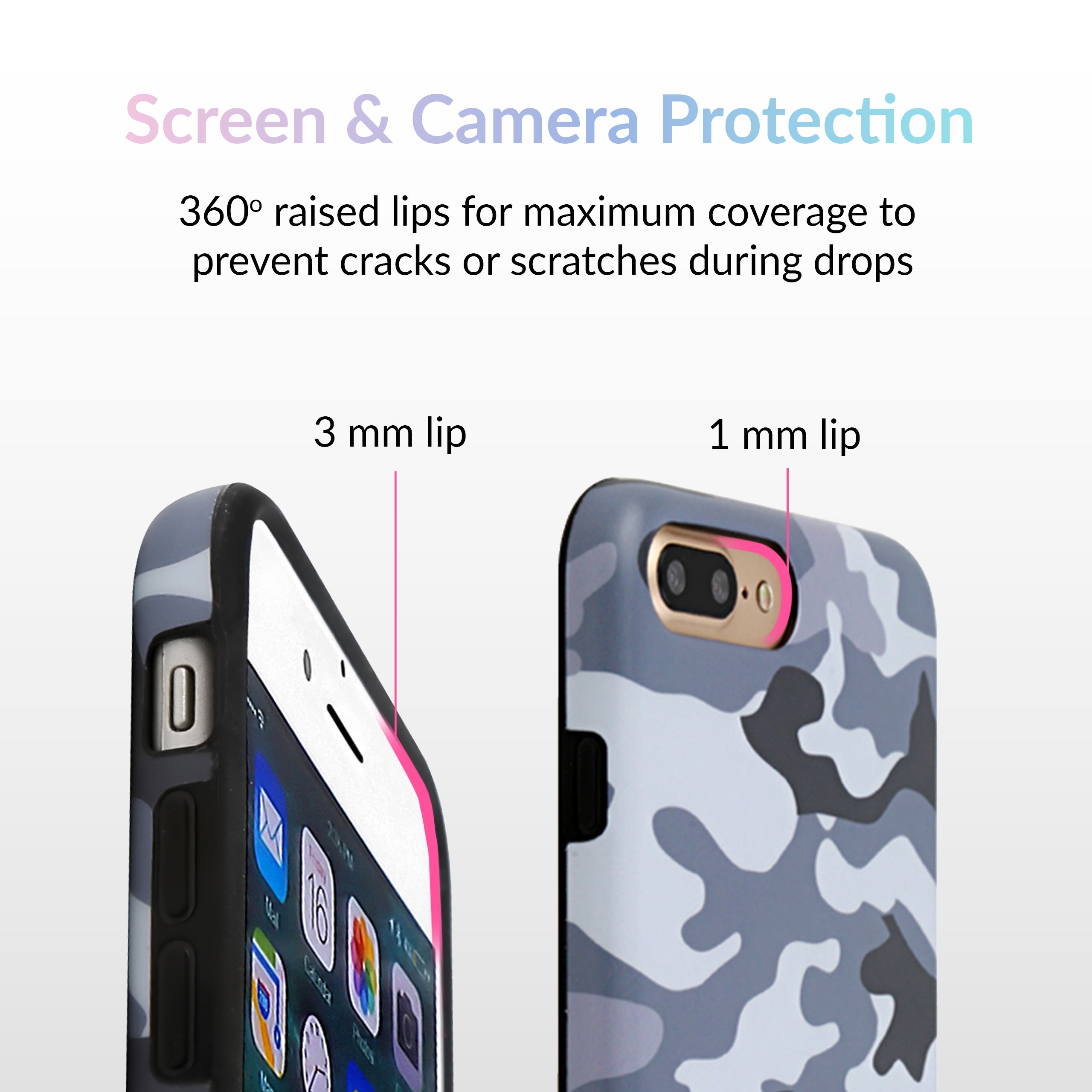 Gray Camo iPhone Case - Durable Protective Cover for iPhone 12/13/14/15 Pro Max - Military Grade Shockproof Slim Design - Perfect for Outdoor, Travel & Everyday Use