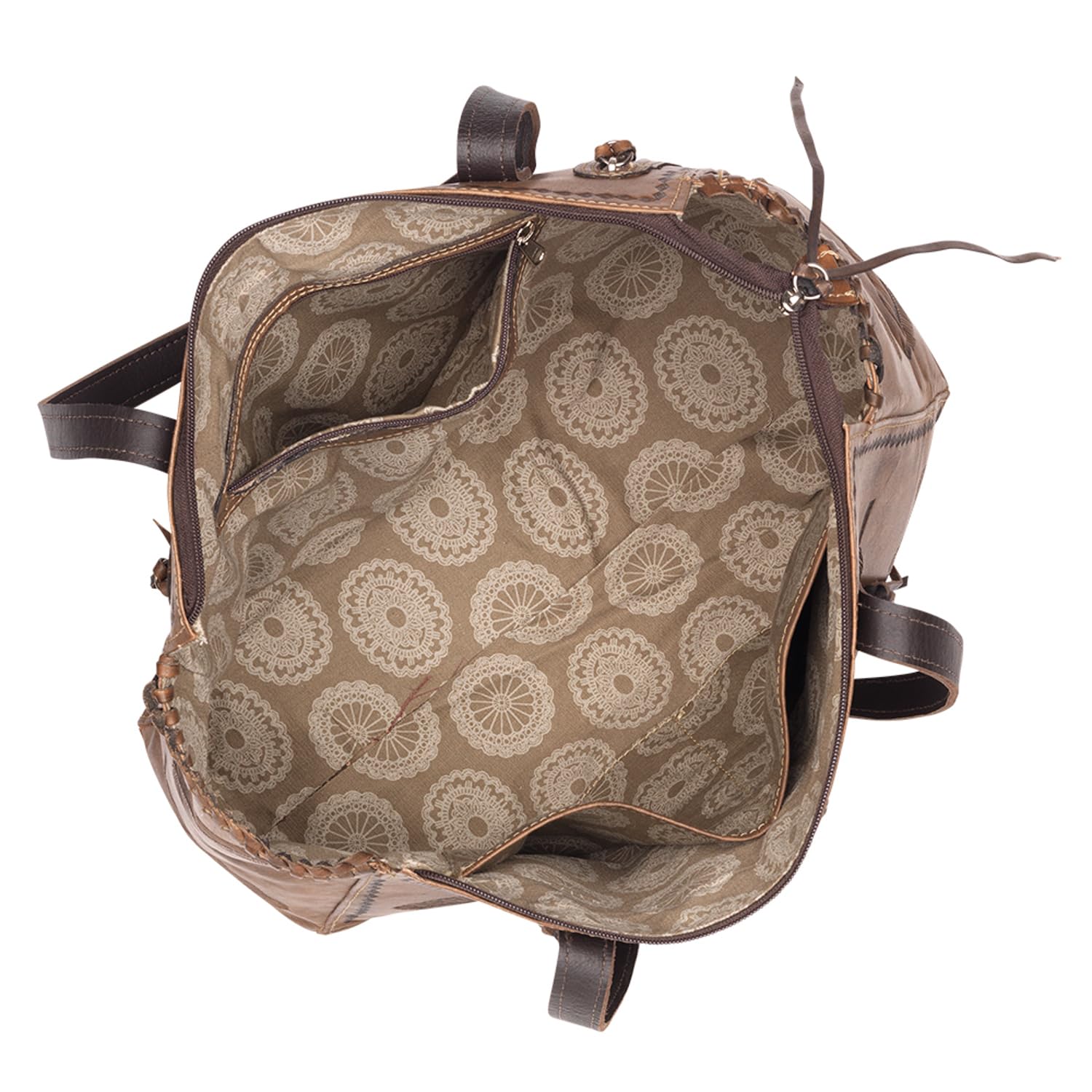 Authentic American West Women's Navajo Soul Zip Top Tote Bag with Secret Pocket - 100% Genuine Leather Handmade Purse for Ladies | Perfect for Work, Travel & Daily Use