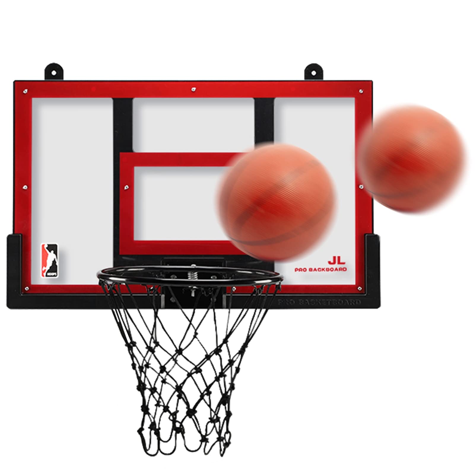 Lightweight Indoor Outdoor Basketball Hoop - Shatterproof Hanging Backboard with Hooks & Seamless Sticker for Teens & Adults (Red) - Perfect for Driveway, Gym & Backyard Basketball Practice