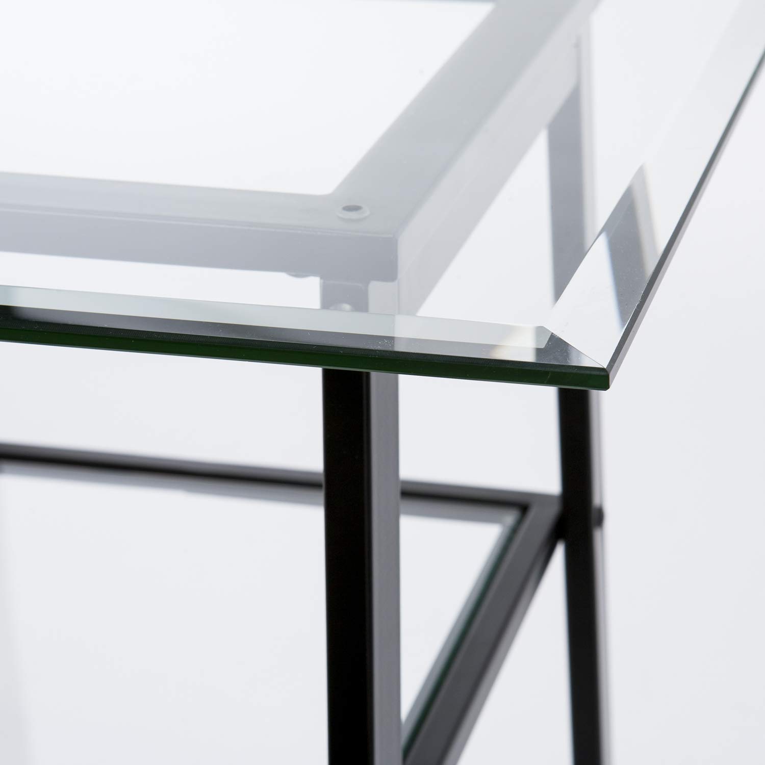 SEI FURNITURE Avery Metal & Glass A-Frame Writing Desk - Modern Black Home Office Desk for Small Spaces, Study & Work from Home