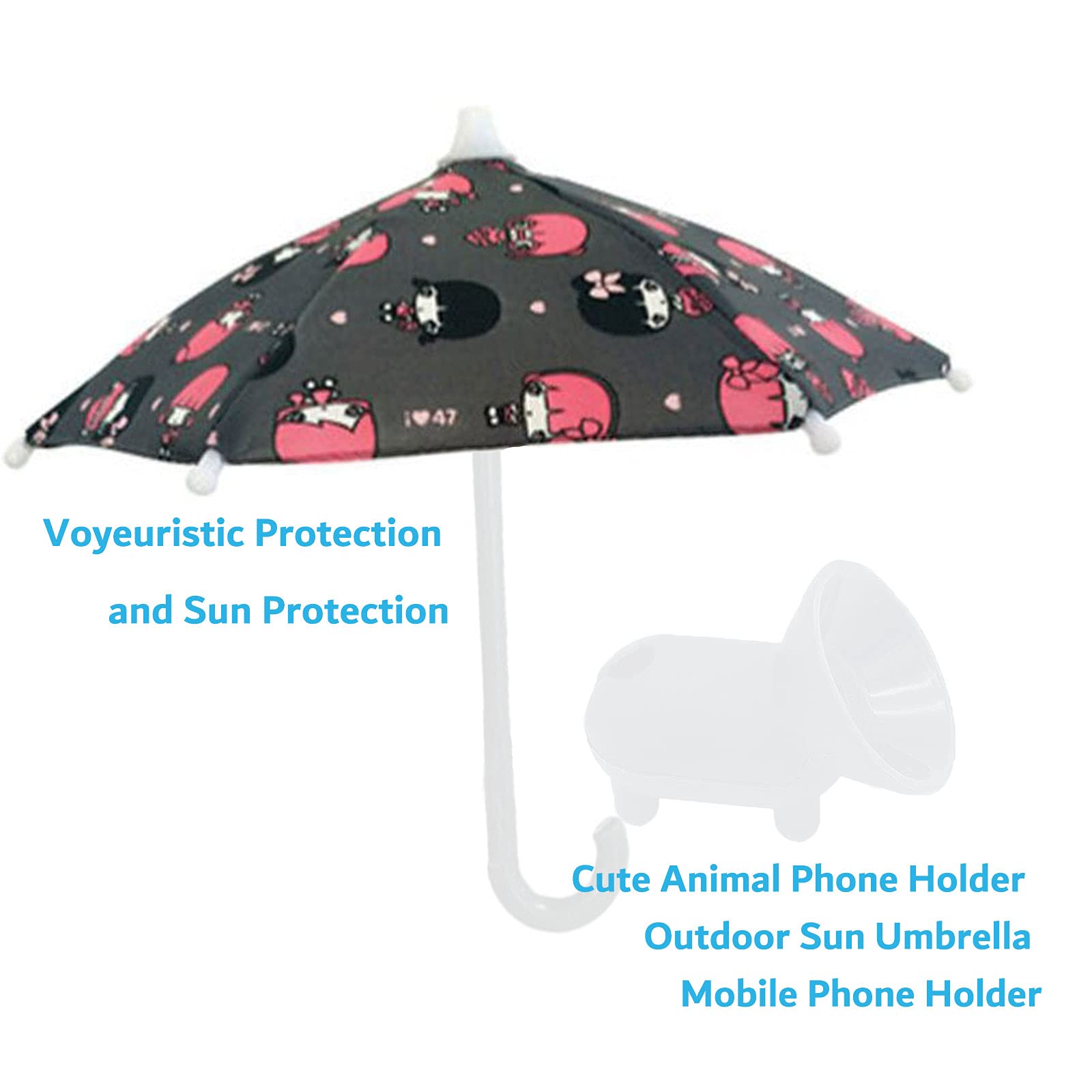 Universal Adjustable Phone Umbrella Suction Cup Stand - Sun Shade Cover & Piggy Holder for Outdoor Smartphone Protection (Perfect for Beach, Pool, Hiking & Travel)