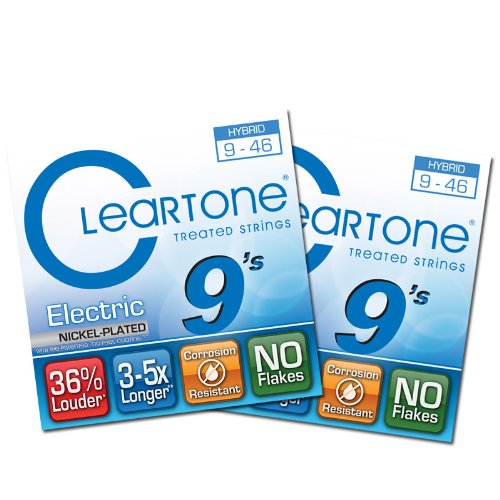 Cleartone Electric Guitar Strings Nickel Plated Hybrid Light Gauge 9-46 (2-Pack) - Perfect for Rock, Blues & Studio Recording