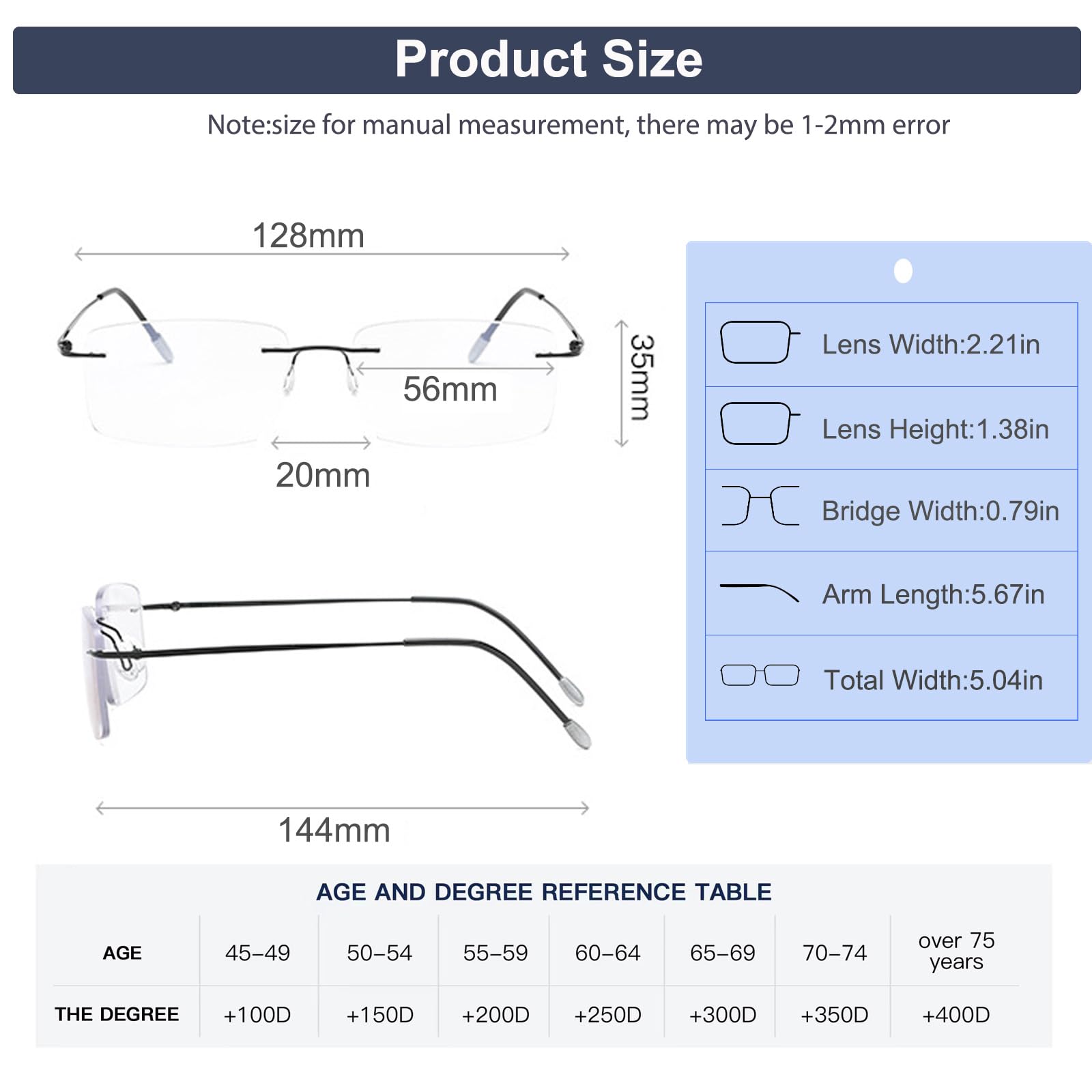 Photochromic Bifocal Reading Glasses with Blue Light Blocking - Transition Rimless Sunglasses for Men & Women - Perfect for Indoor Reading & Outdoor Activities