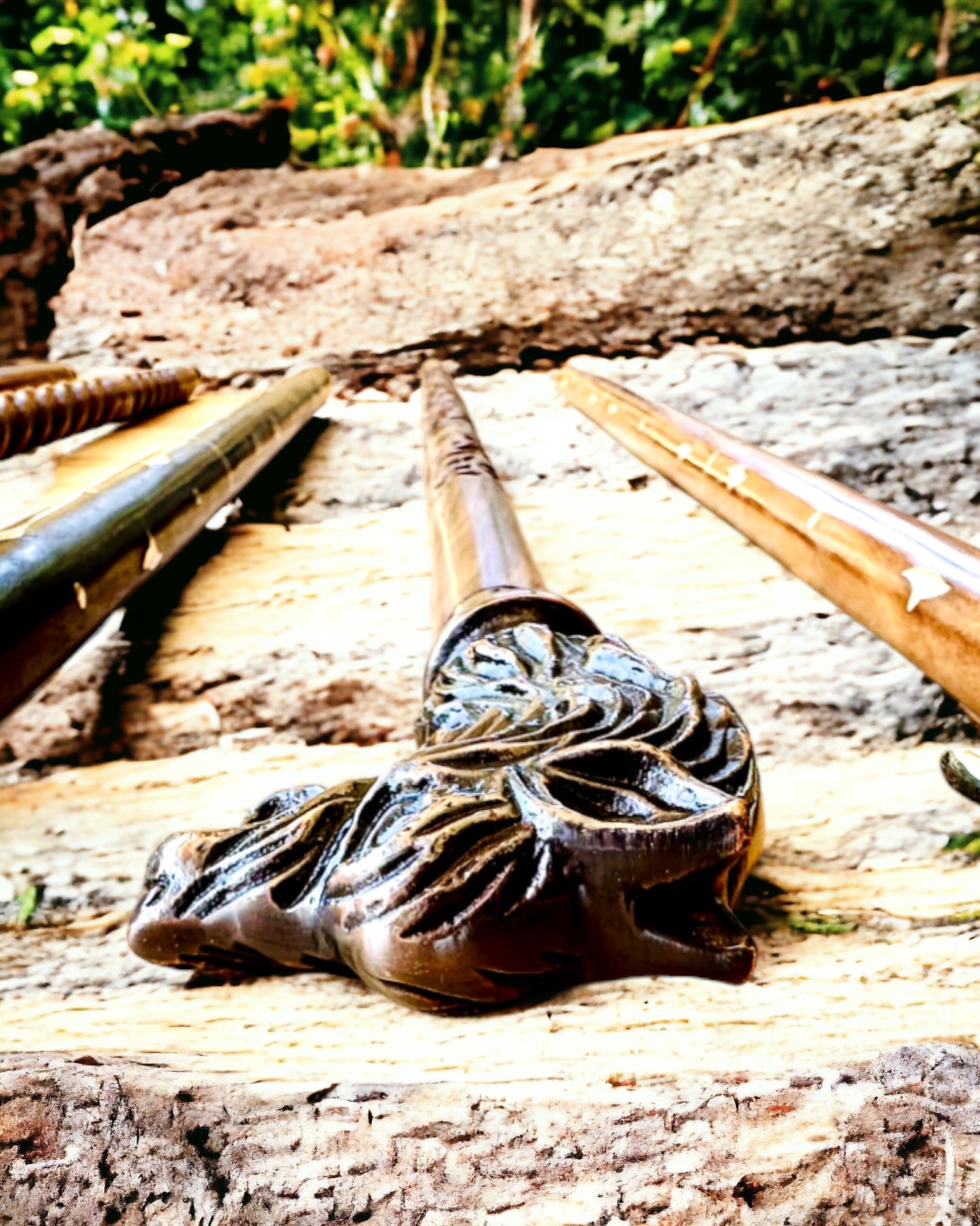 Wolf Walking Cane - Handcrafted Indian Mango Wood with Custom Engraving Option | Brown Carved Pattern Cane for Seniors & Hiking Support | Perfect Gift for Elderly & Outdoor Enthusiasts