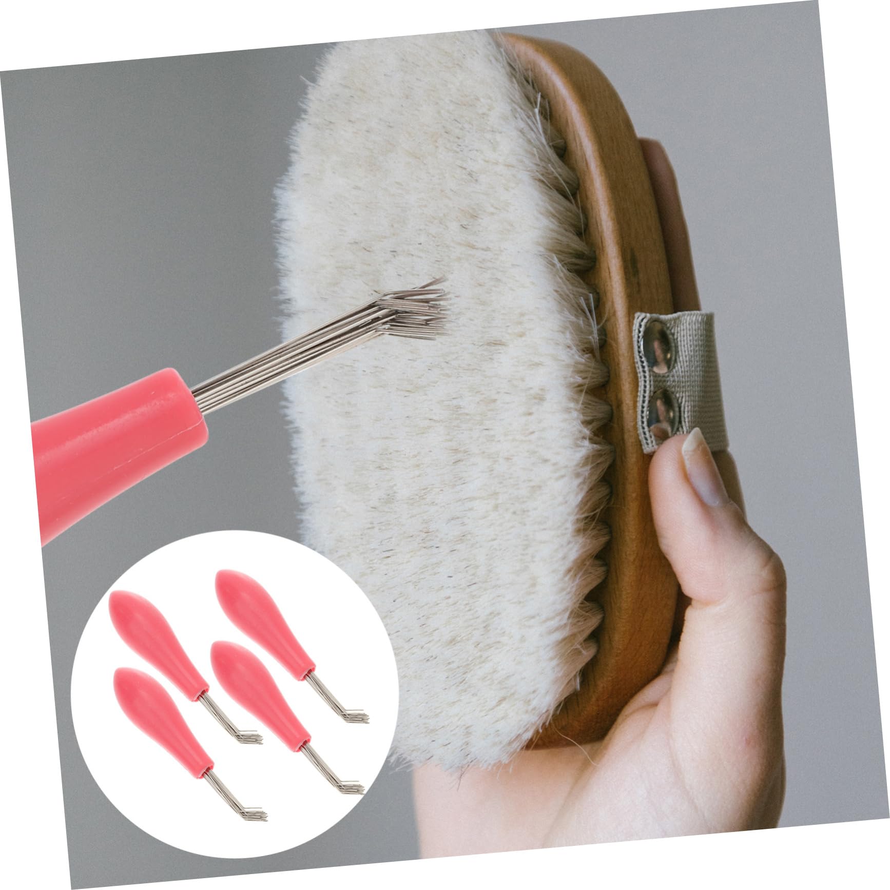 4Pcs Mini Hair Brush Cleaner Comb - Metal Wire Rake Cleaning Tool for Salon & Home - Detangling & Deep Cleaning for Curly, Straight & Wavy Hair - Perfect for Hotels, Travel & Personal Grooming Kits