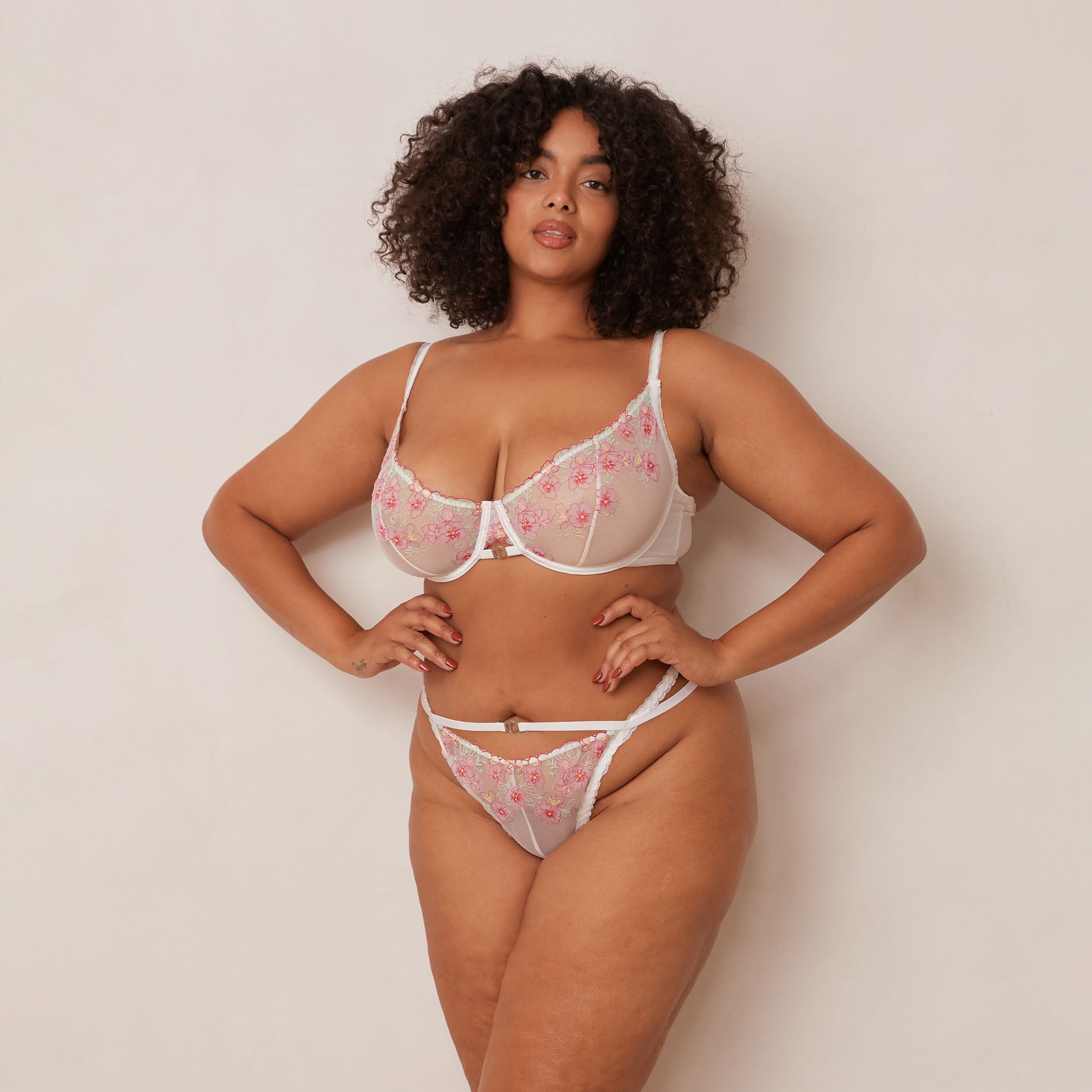 Ditsy Embroidered Balcony Bra - Lace Bralette for Women - Comfortable Underwire Push Up Bra - Perfect for Everyday Wear & Date Nights