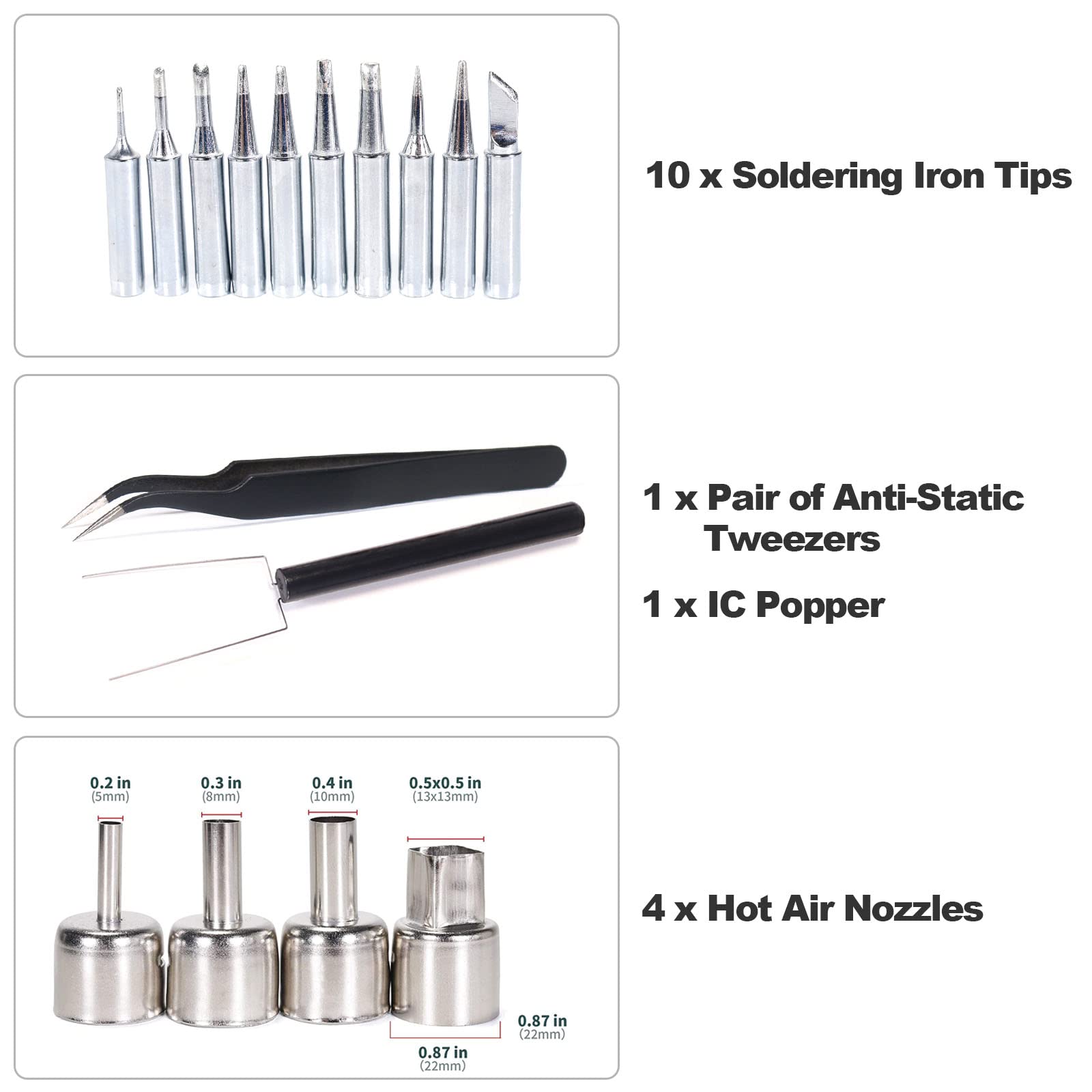 YIHUA 995D+ 2-in-1 Hot Air Rework Station & Soldering Iron Kit with 3 Memory Presets, Large LCD Display, Cool/Hot Air Switch, Sleep Mode, °F/°C Conversion - Perfect for Electronics Repair, PCB Rework, and DIY Soldering Projects