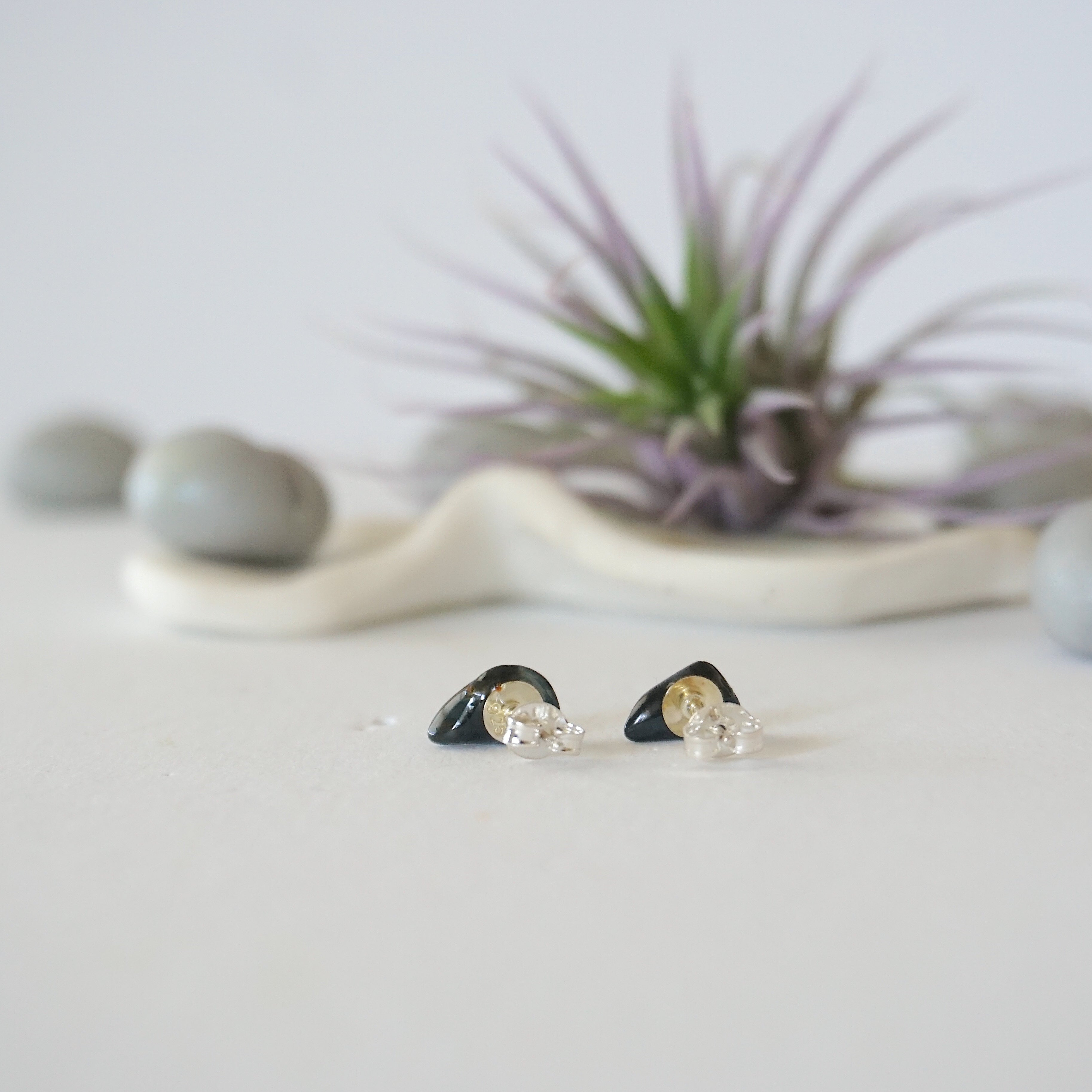 Blue Tigers Eye Stud Earrings - Post Backings for Women | Perfect for Everyday Wear, Office & Special Occasions