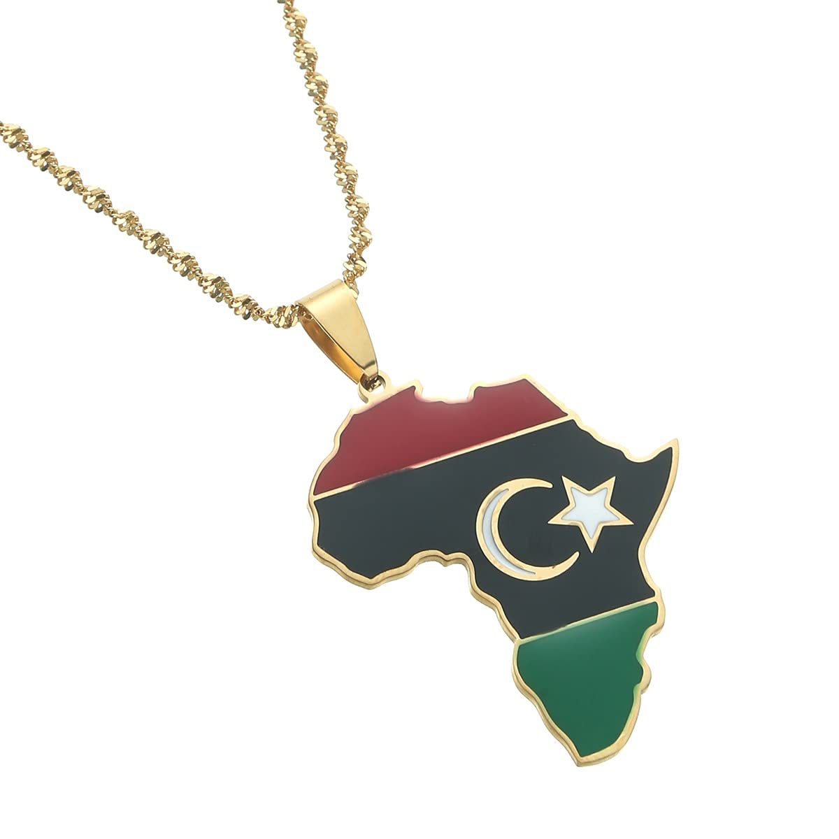 Libya Map Flag Pendant Necklace - Gold Color Jewelry for Women & Men - Perfect for Travel Lovers, National Pride & Unique Gifts