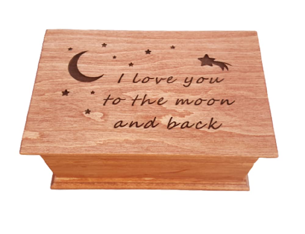 Custom Handmade Music Jewelry Box - Personalized 'I Love You to the Moon and Back' Anniversary Gift for Her | Perfect for Valentine's Day, Wedding, Birthday & Romantic Keepsake Storage